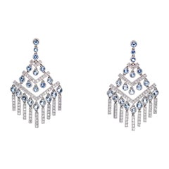 Tiffany & Co. Orecchini a frangia Chevron in acquamarina, diamanti e platino