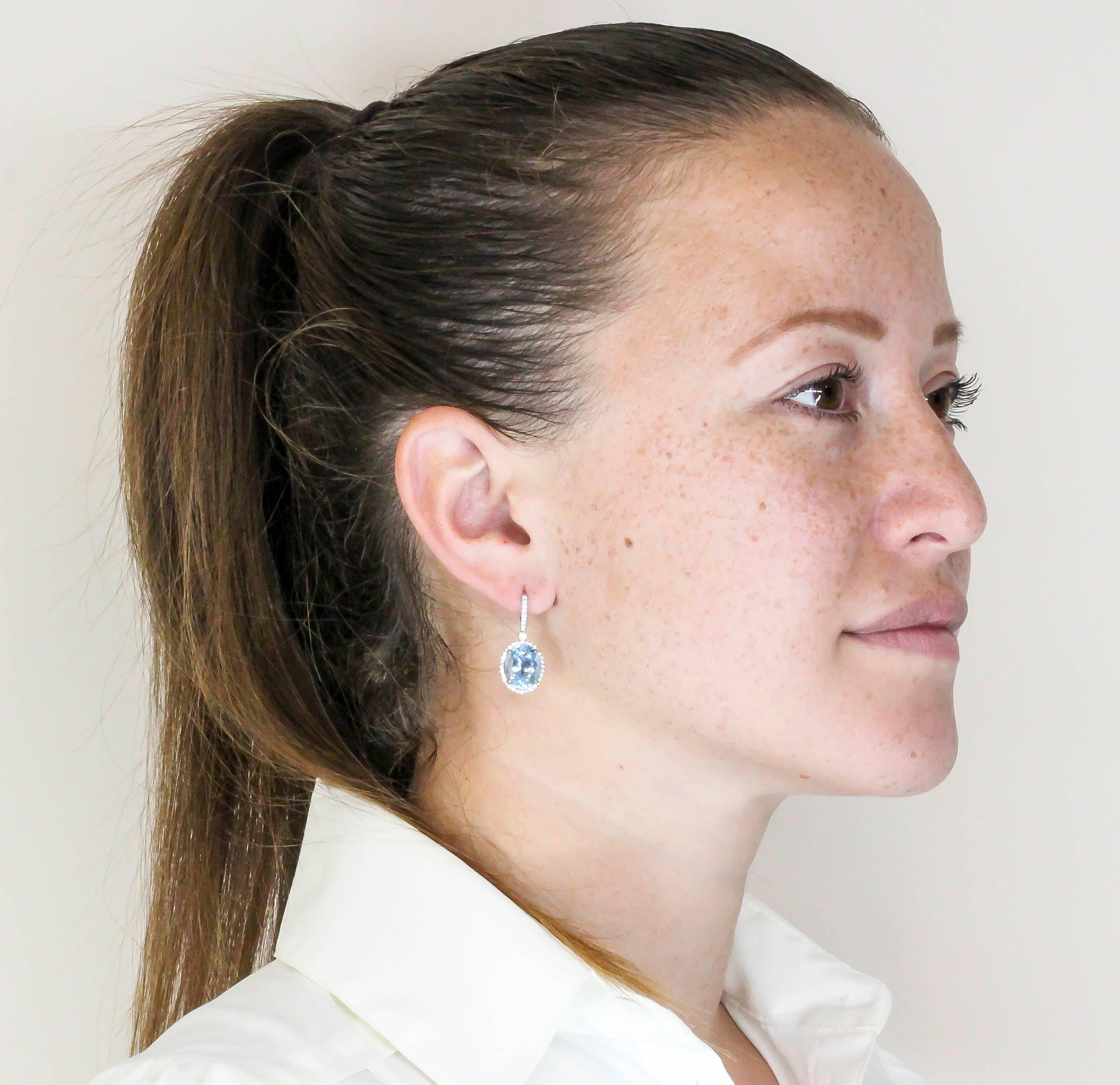 Tiffany & Co. Aquamarine Diamond and Platinum Earrings 1