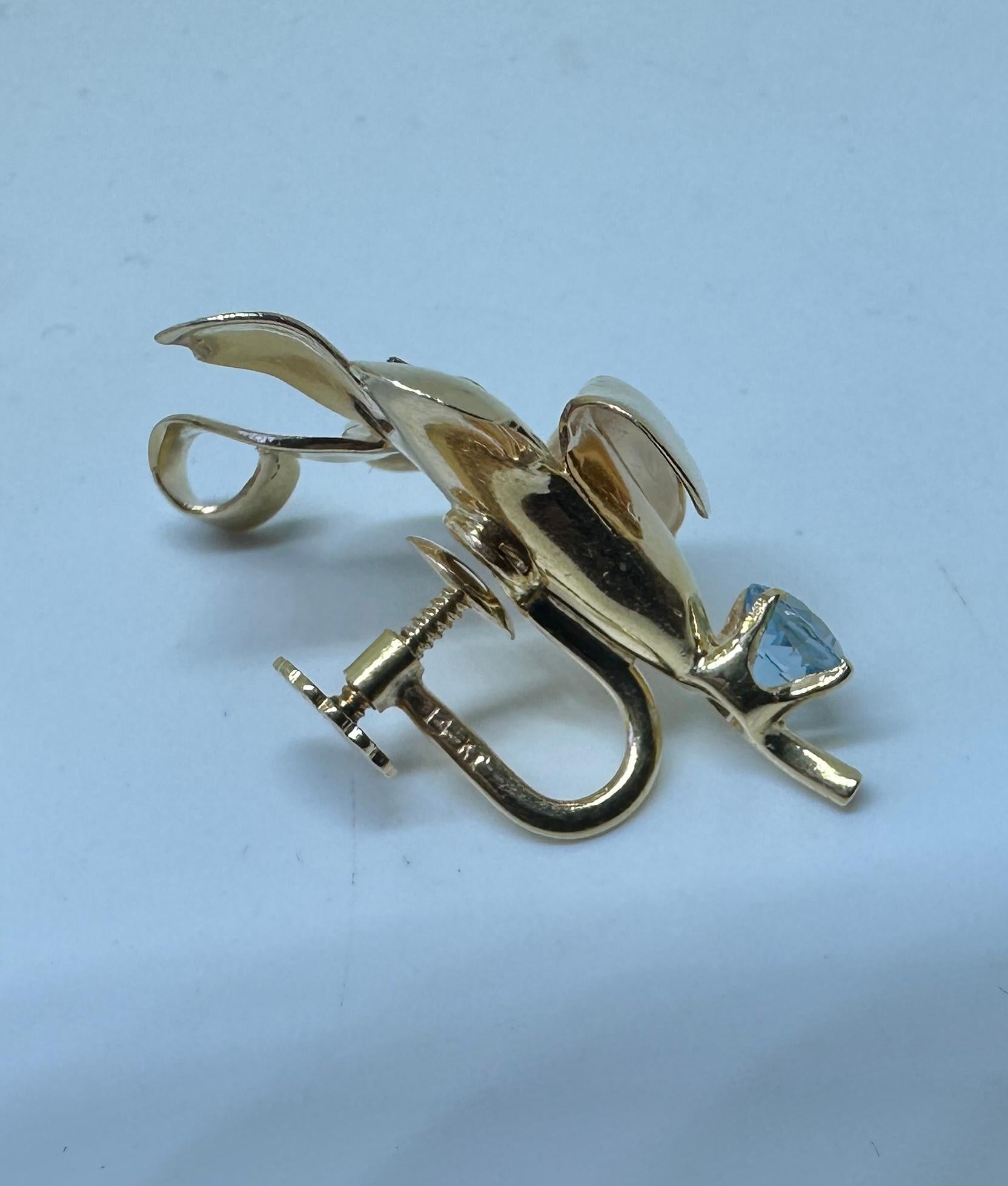 Tiffany & Co. Orecchini con diamanti e acquamarina in oro 14 carati, antichi e retrò Tiffany in vendita 4