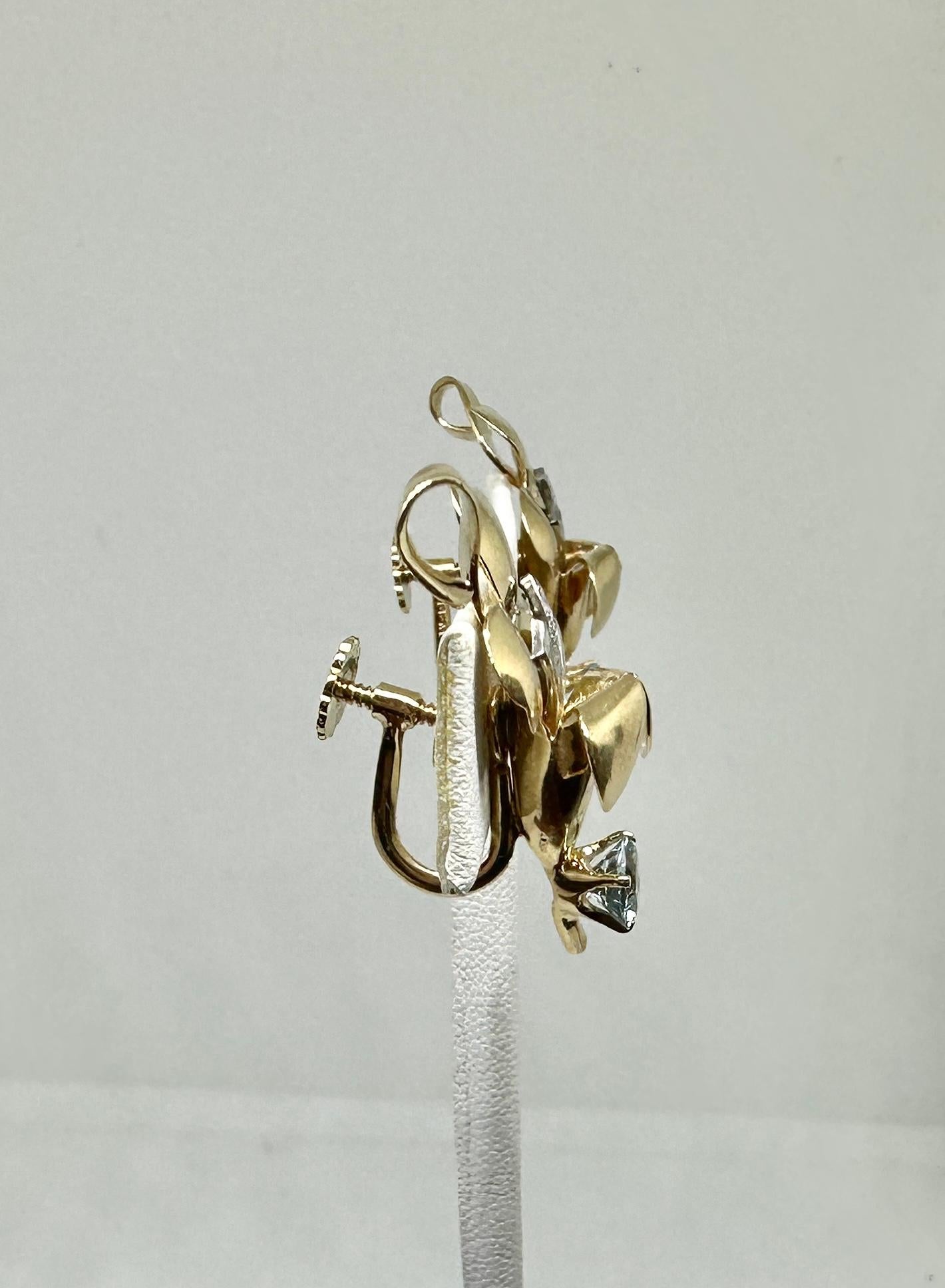 Tiffany & Co. Orecchini con diamanti e acquamarina in oro 14 carati, antichi e retrò Tiffany in vendita 3