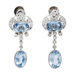 Tiffany & Co. Schraubverschluss-Ohrringe aus Platin mit Aquamarin und Diamant