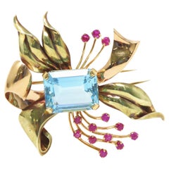 Tiffany & Co. Aigue-marine Diamant Broche en or jaune