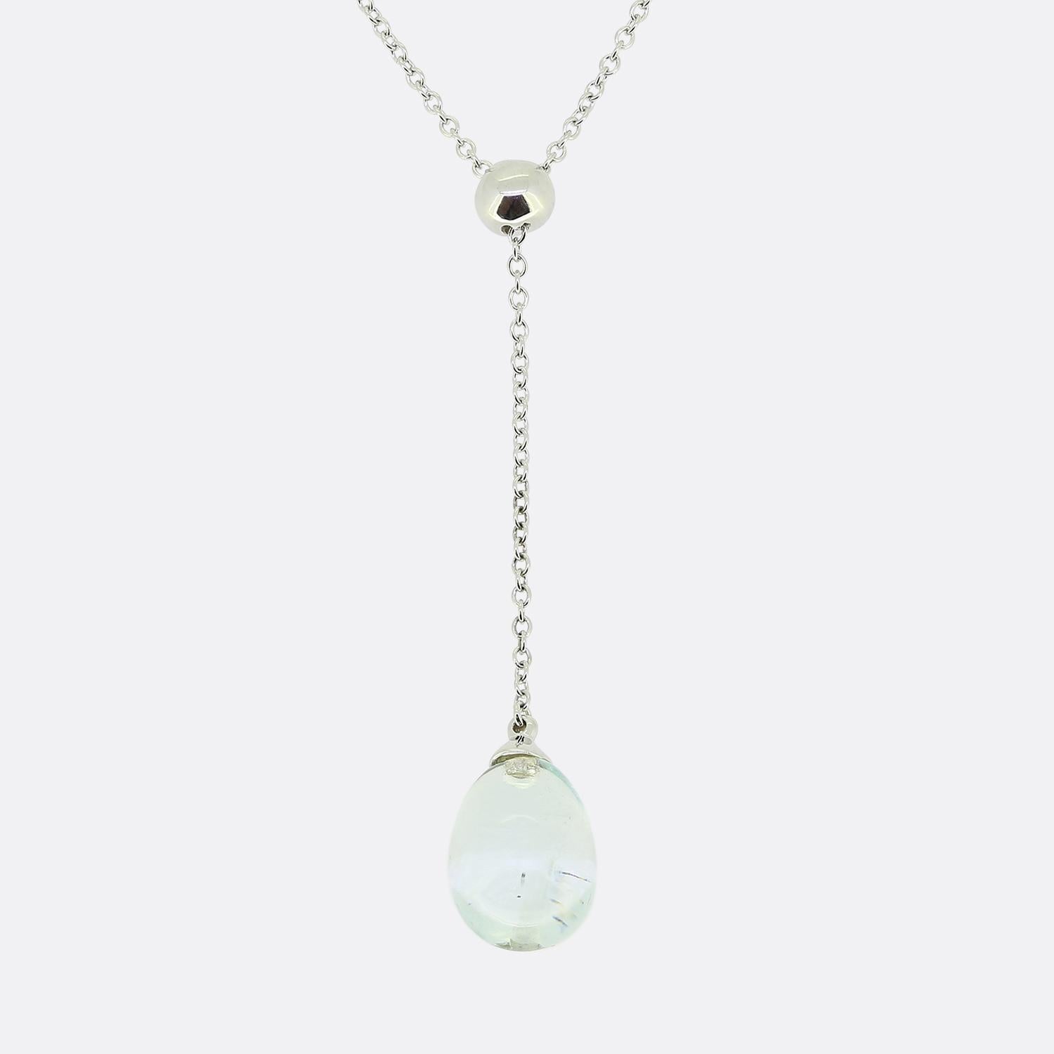 Tiffany & Co. Aquamarine Drop Pendant Necklace In Good Condition For Sale In London, GB