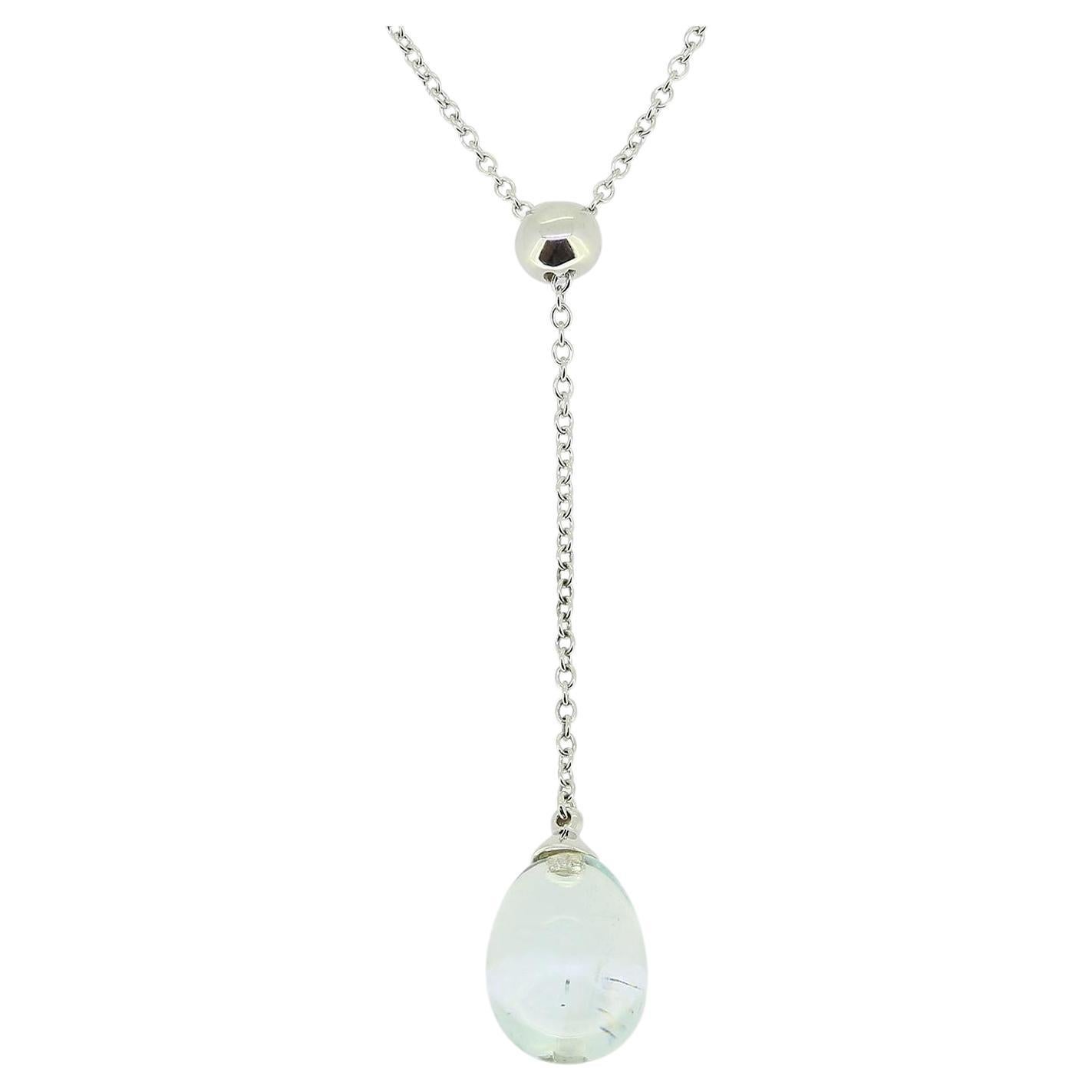 Tiffany & Co. Aquamarine Drop Pendant Necklace For Sale