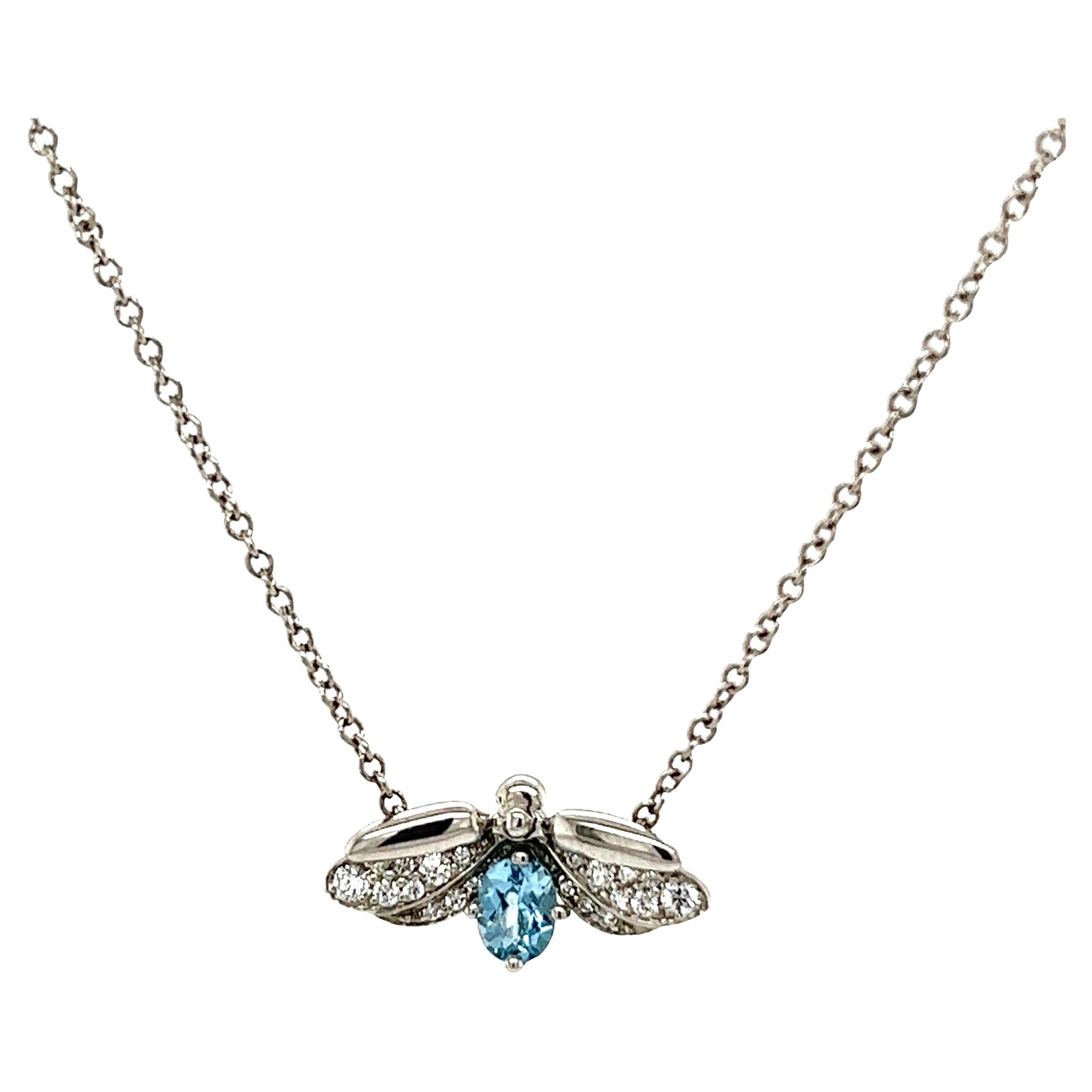 Halskette mit Aquamarin-Feuerfly-Anhänger von Tiffany & Co
