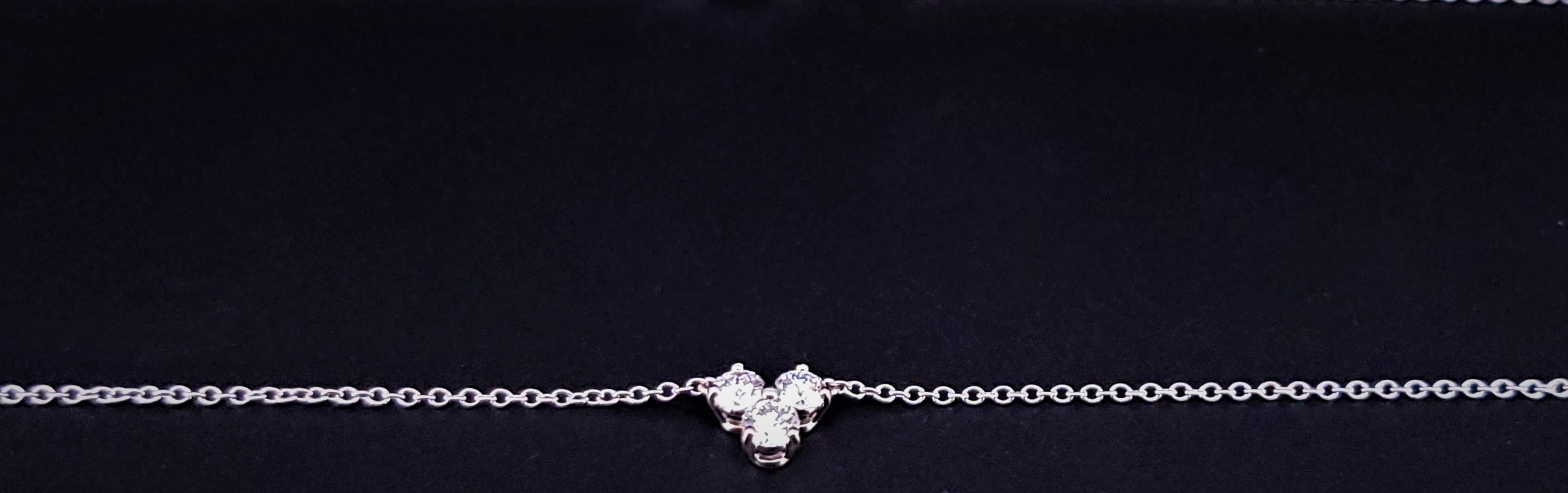 Women's Tiffany &Co. Aria 3P Diamond Pendant Platinum PT950 Chain For Sale