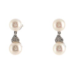 Tiffany & Co. Aria Drop Earrings Cultured Pearls with Platinum and Diamonds