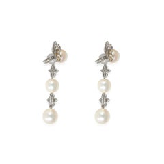 Tiffany & Co. Aria Pearl Earrings with Jackets in Platinum 0.62 CTW