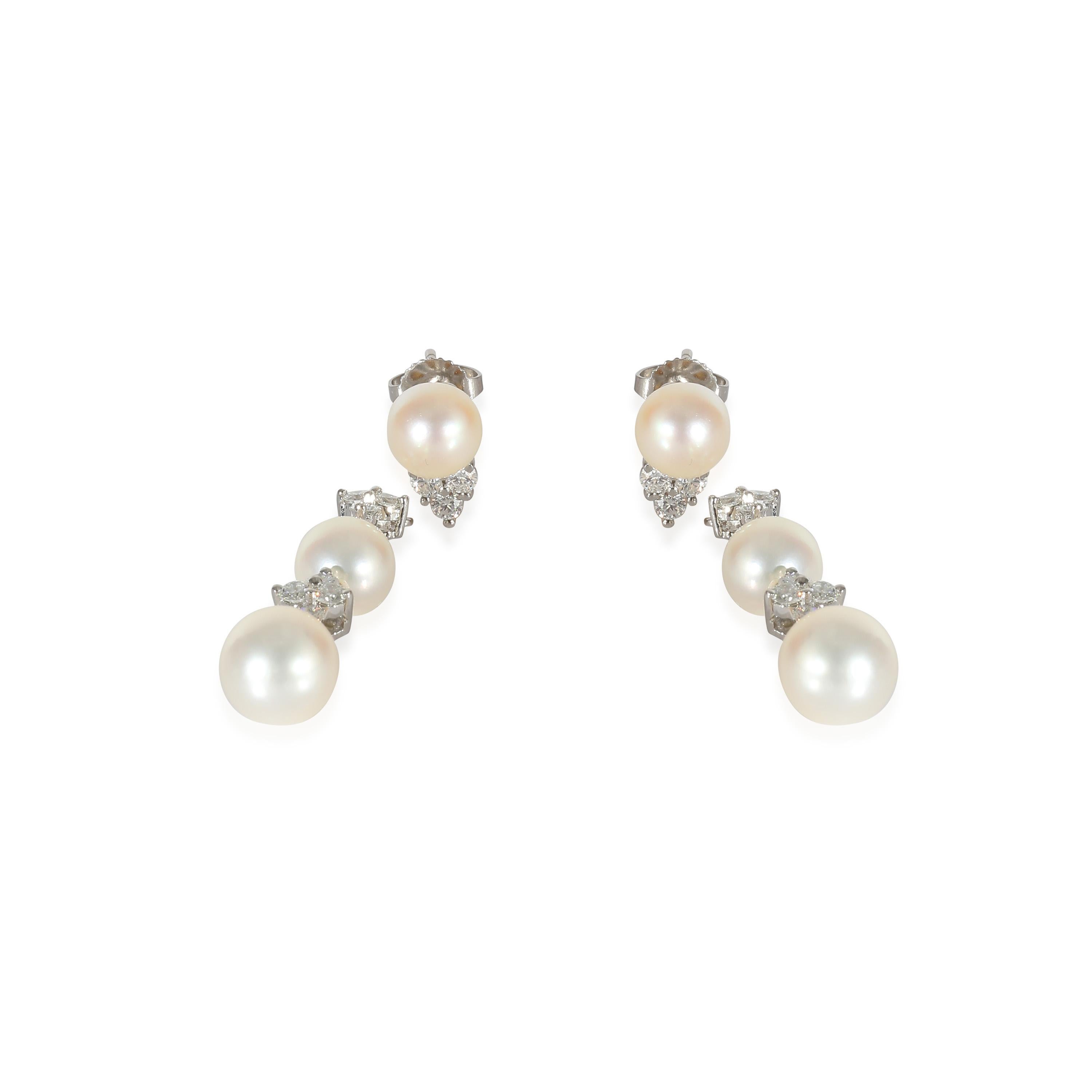 Tiffany & Co. Aria Pearl Earrings with Jackets in Platinum 0.62 CTW In Excellent Condition In New York, NY