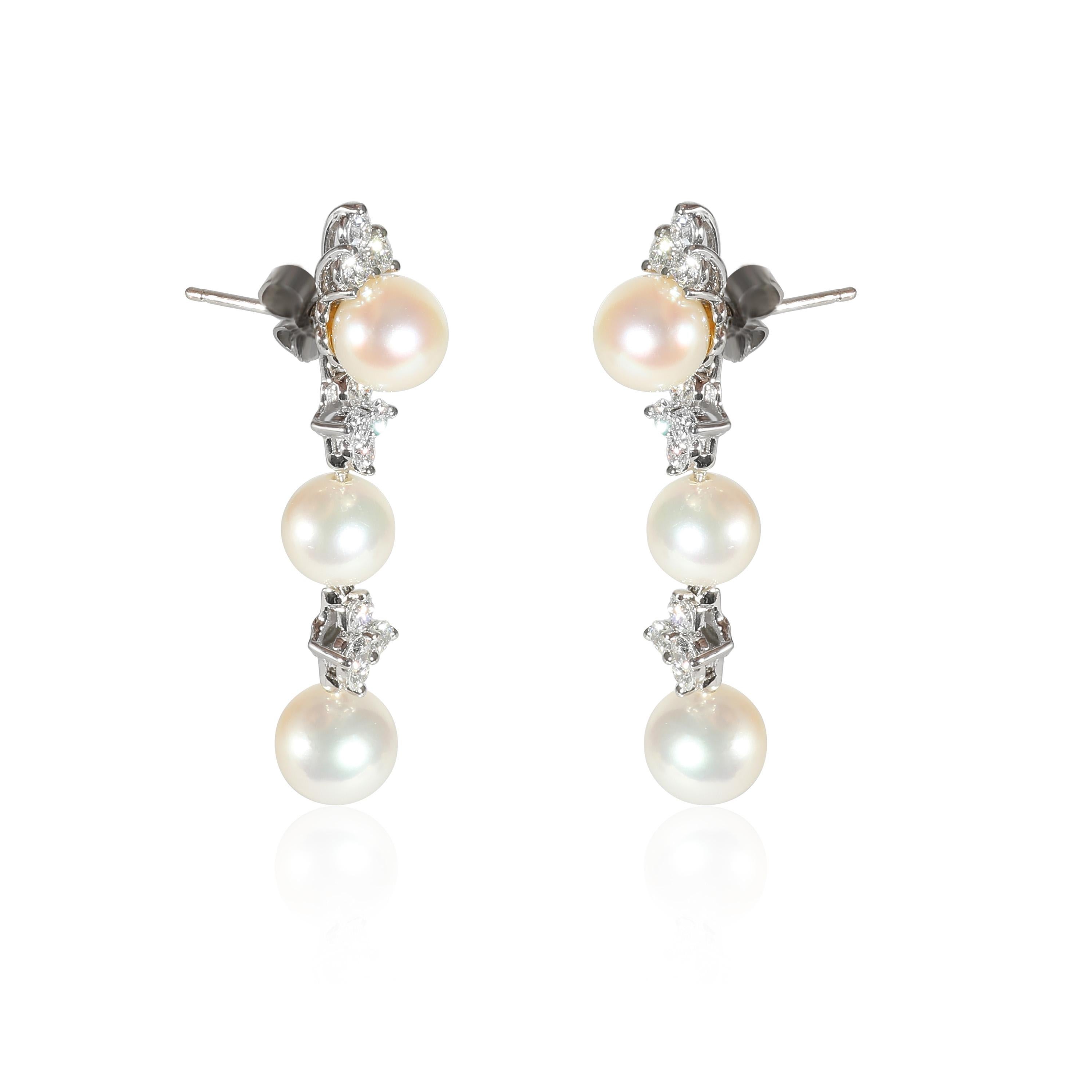 Women's Tiffany & Co. Aria Pearl Earrings with Jackets in Platinum 0.62 CTW