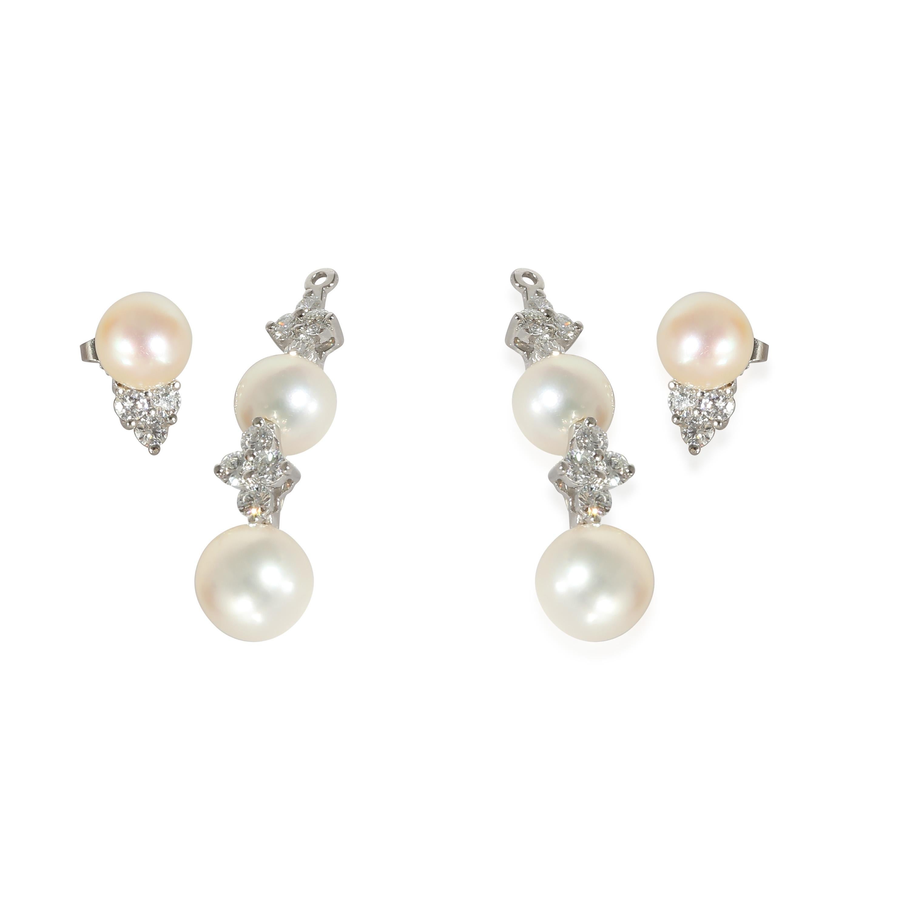 Tiffany & Co. Aria Pearl Earrings with Jackets in Platinum 0.62 CTW 1