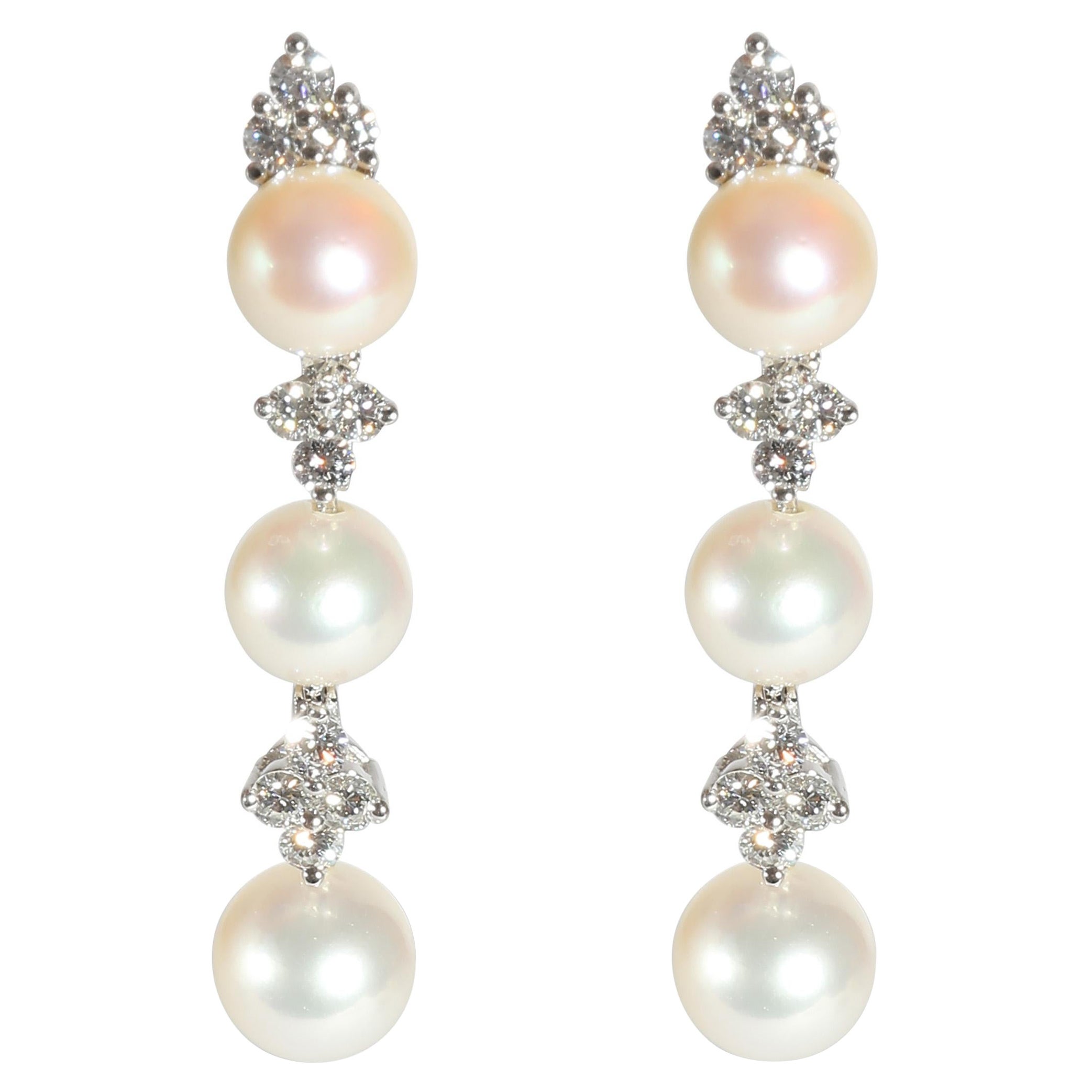 Tiffany & Co. Aria Pearl Earrings with Jackets in Platinum 0.62 CTW