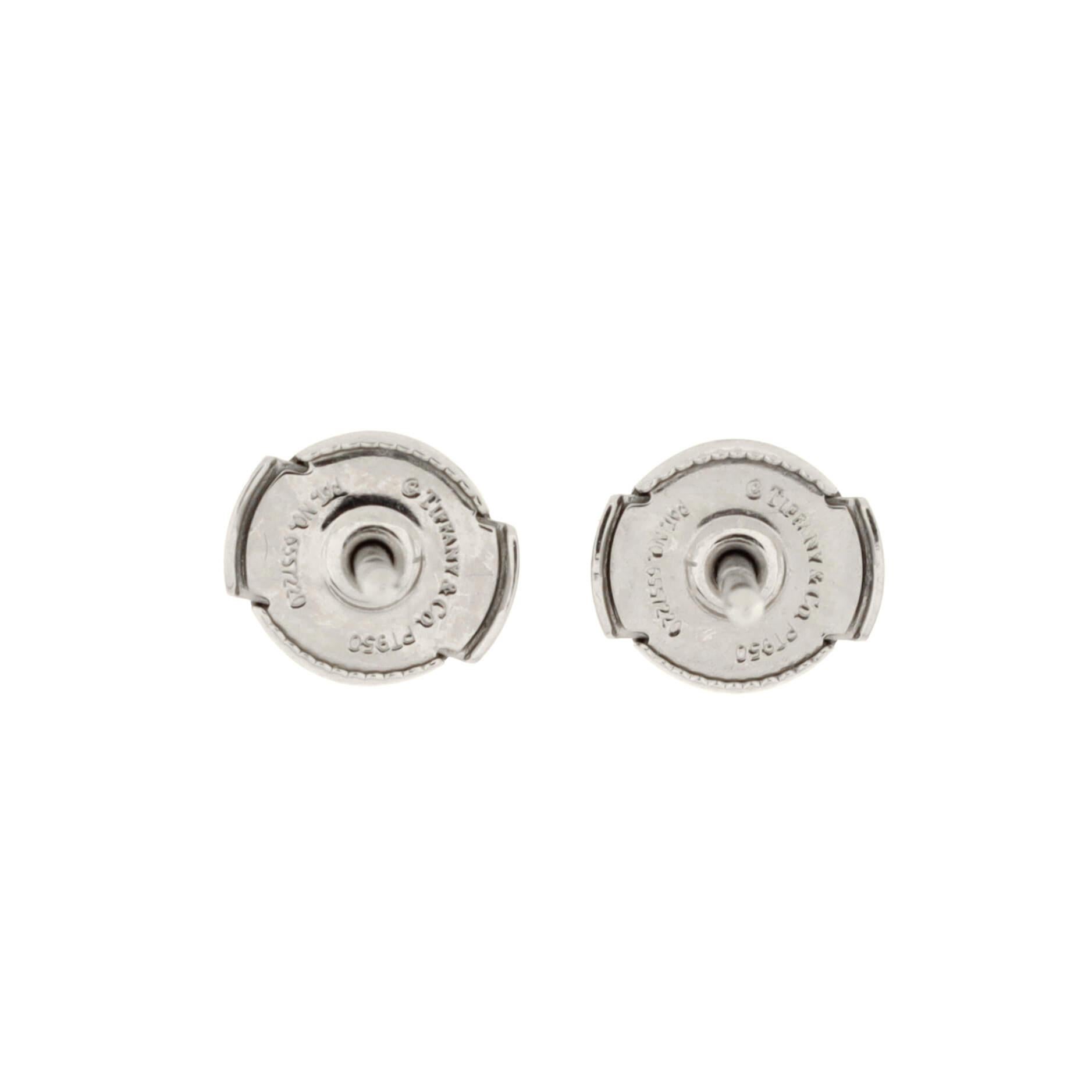Tiffany & Co. Aria Stud Earrings Platinum and Diamonds In Good Condition In New York, NY