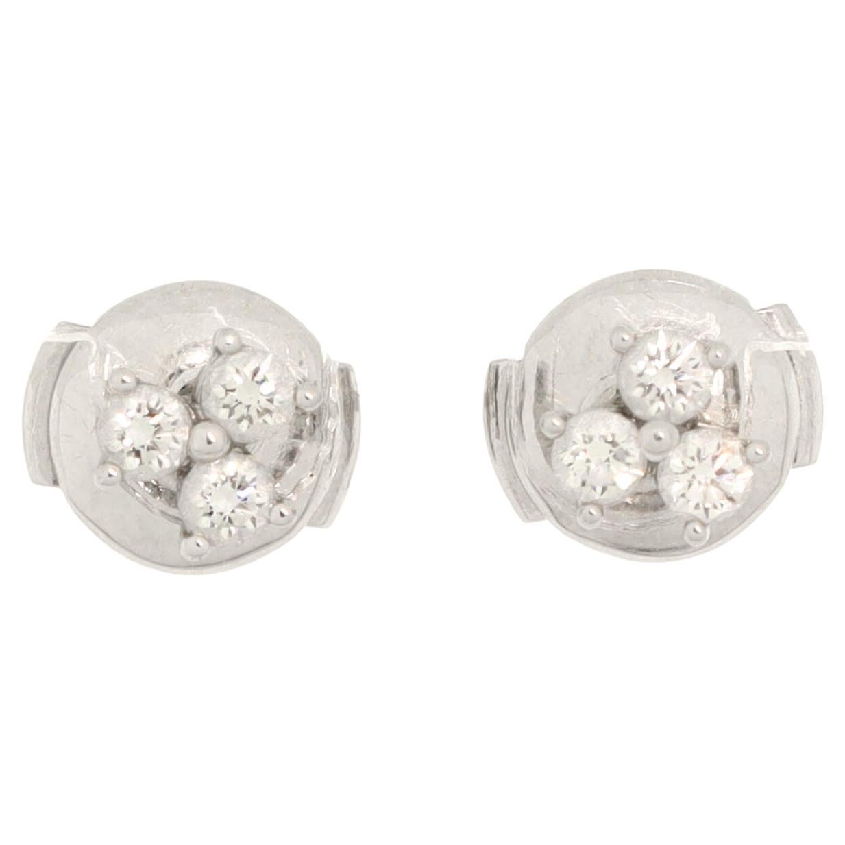 Tiffany & Co. Aria Stud Earrings Platinum and Diamonds