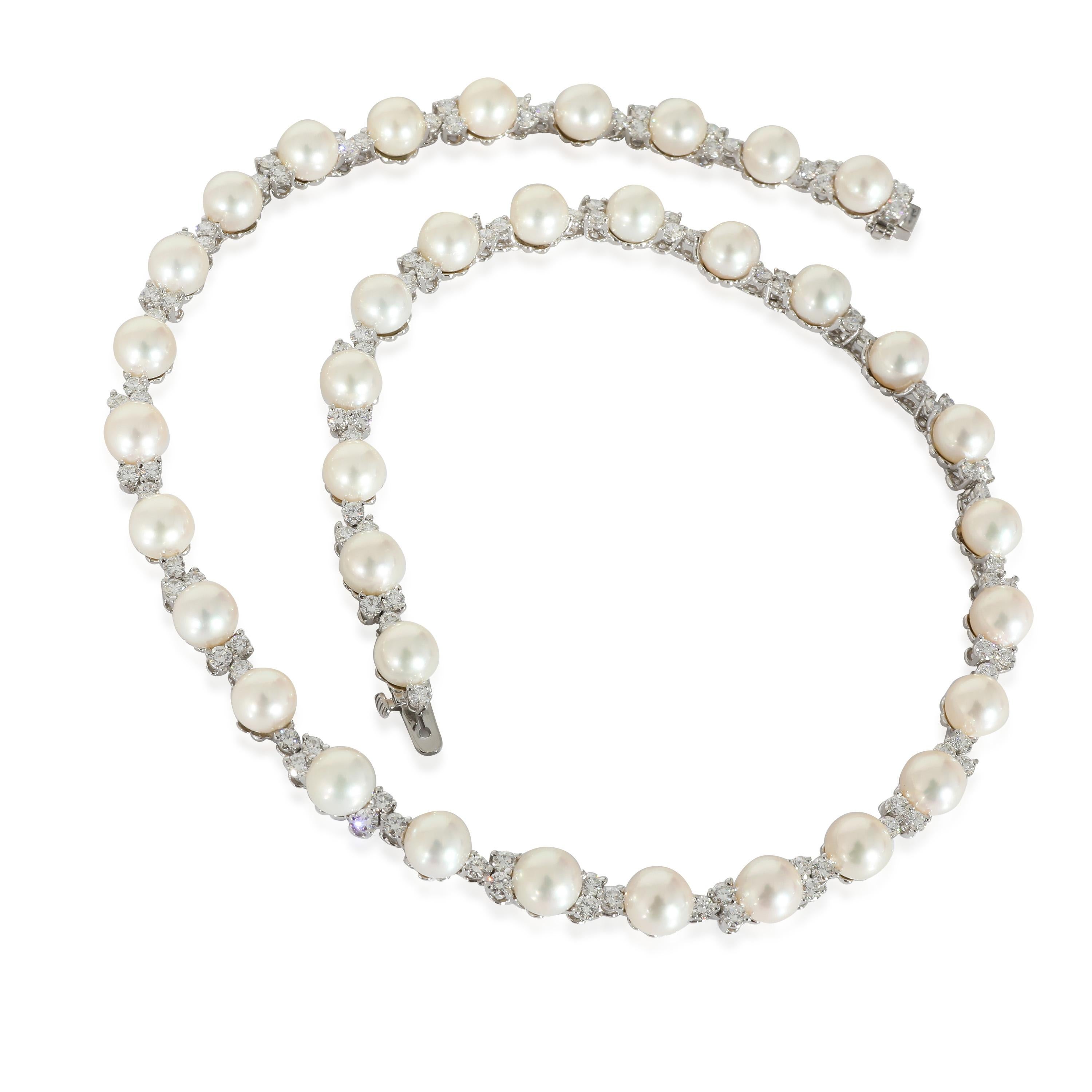Tiffany & Co. Aria Trio Perlen & Diamanten Halskette aus Platin 4,91 CTW Damen im Angebot