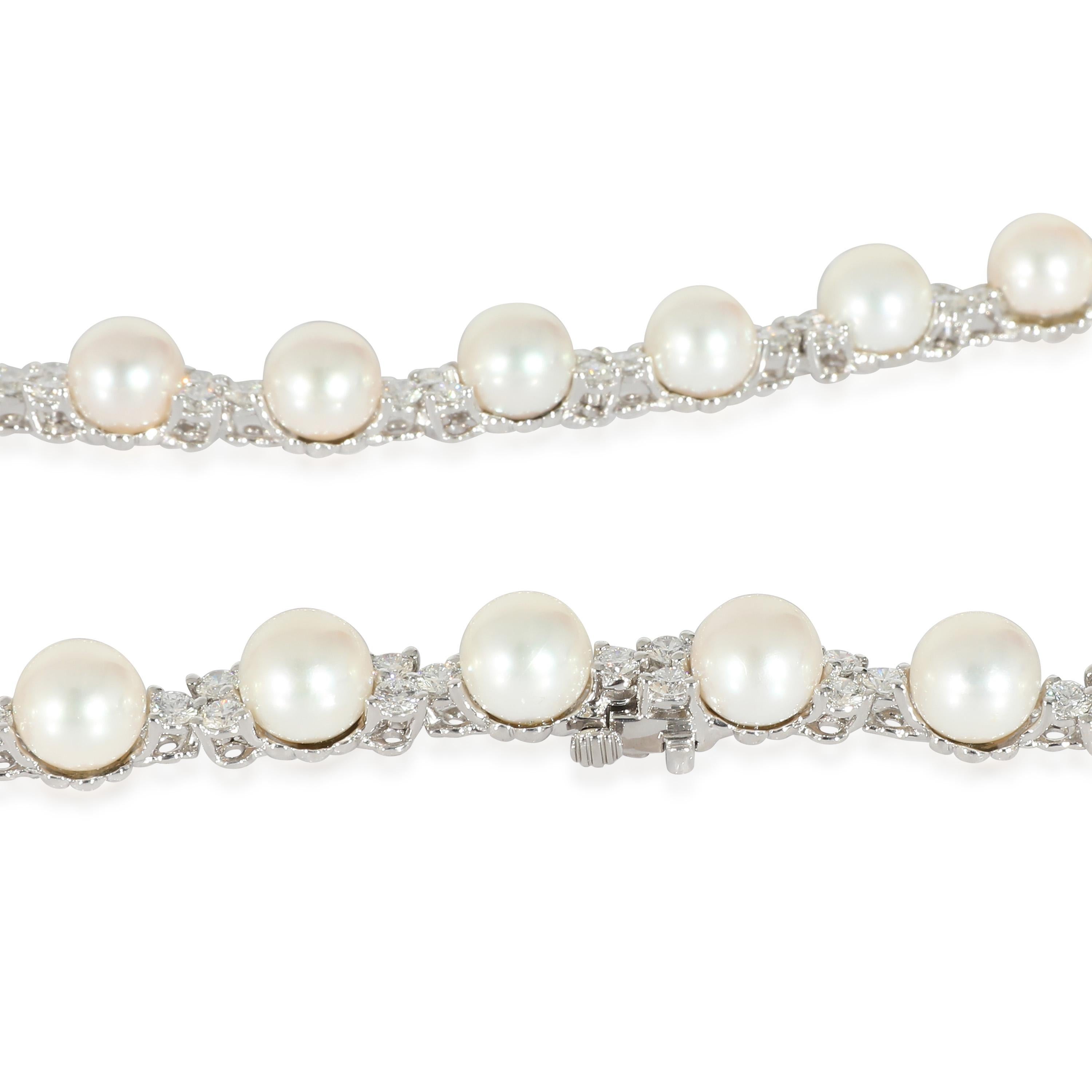 Tiffany & Co. Aria Trio Pearl & Diamonds Necklace in Platinum 4.91 CTW For Sale 1