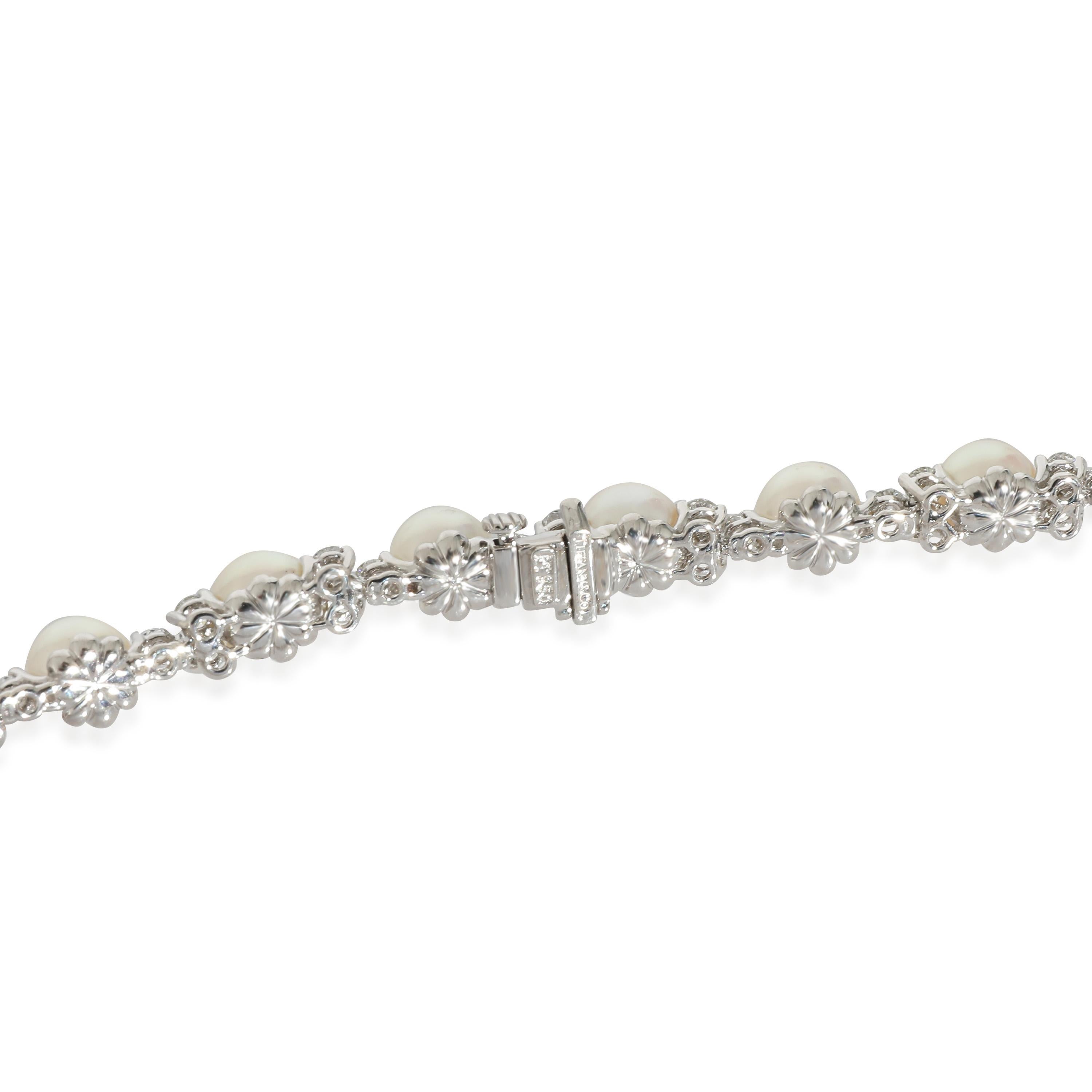 Tiffany & Co. Aria Trio Pearl & Diamonds Necklace in Platinum 4.91 CTW For Sale 2