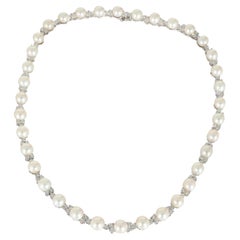 Tiffany & Co. Collier Aria Trio perles et diamants en platine 4,91 CTW