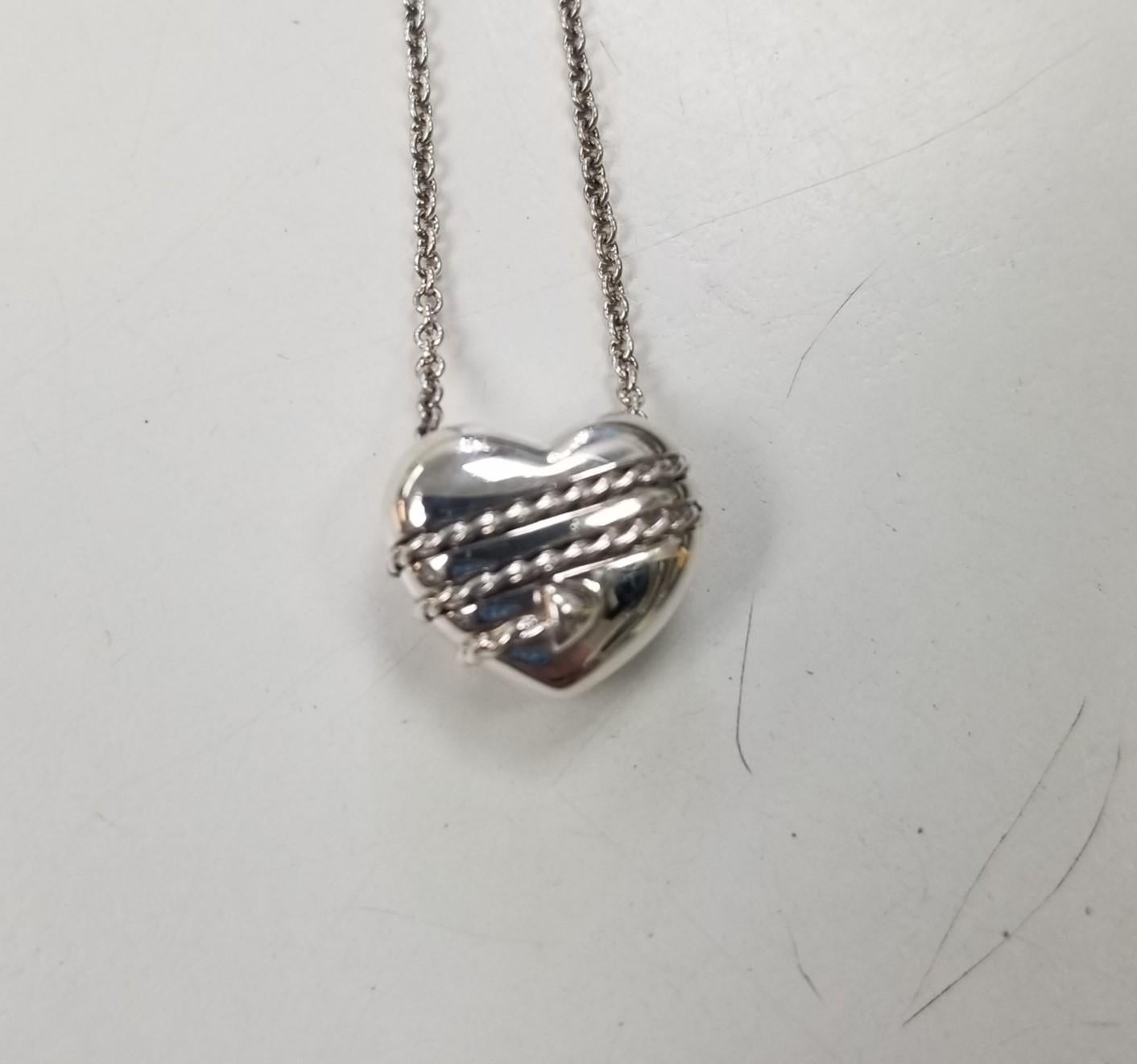 Tiffany & Co. Arrow Heart Halskette Silber 925 Peretti Auth  (Zeitgenössisch) im Angebot