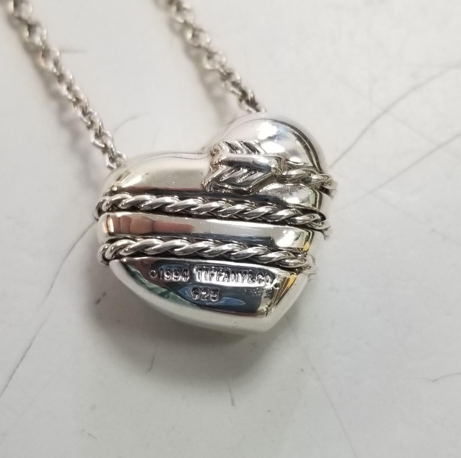 Tiffany & Co. Arrow Heart Halskette Silber 925 Peretti Auth  im Angebot 1