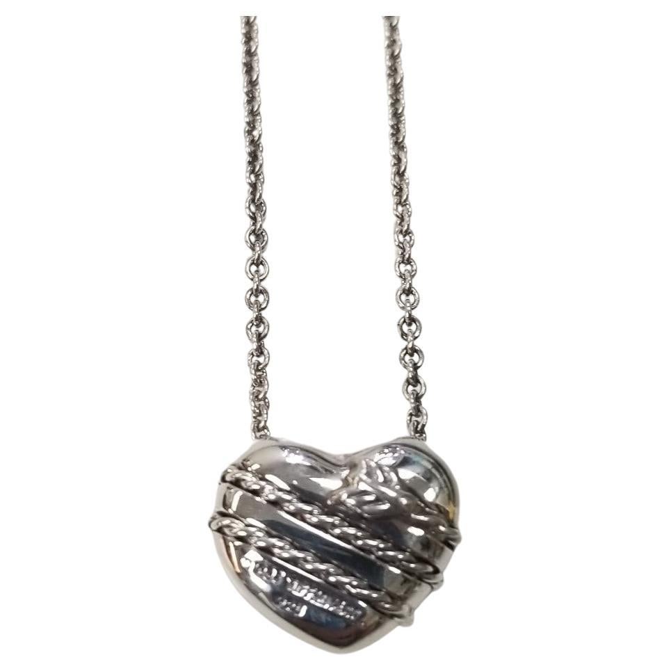 Tiffany & Co. Arrow Heart Necklace Silver 925 Peretti Auth with Box