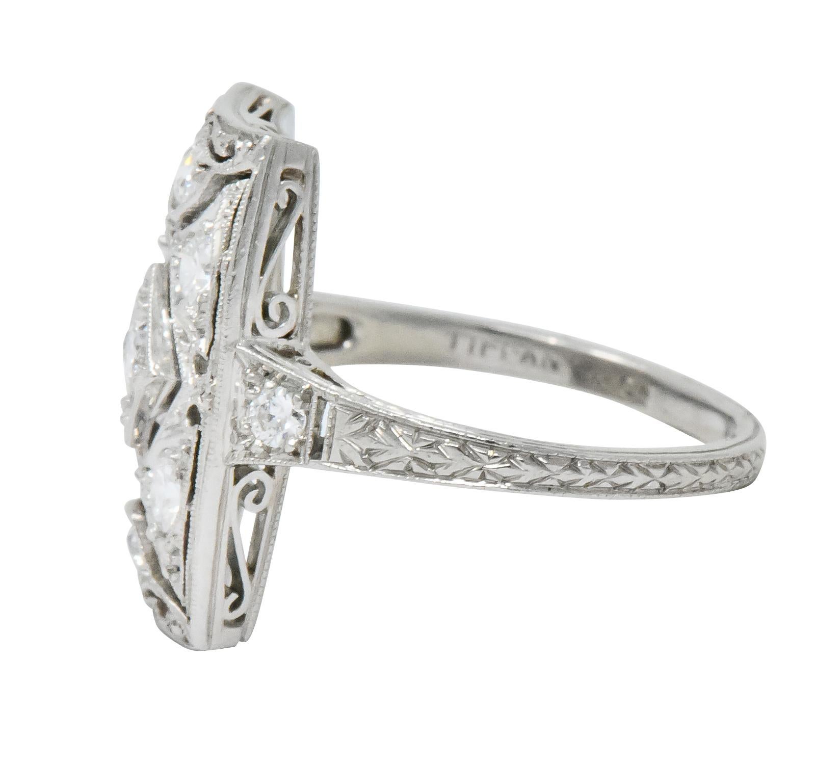 Tiffany & Co. Art Deco 0.40 Carat Diamond Platinum Dinner Ring In Excellent Condition In Philadelphia, PA