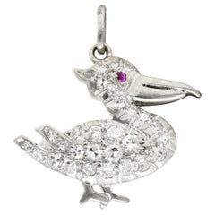 Tiffany & Co. Art Deco 0.45 Carat Pave Diamond Platinum Pelican Bird Charm