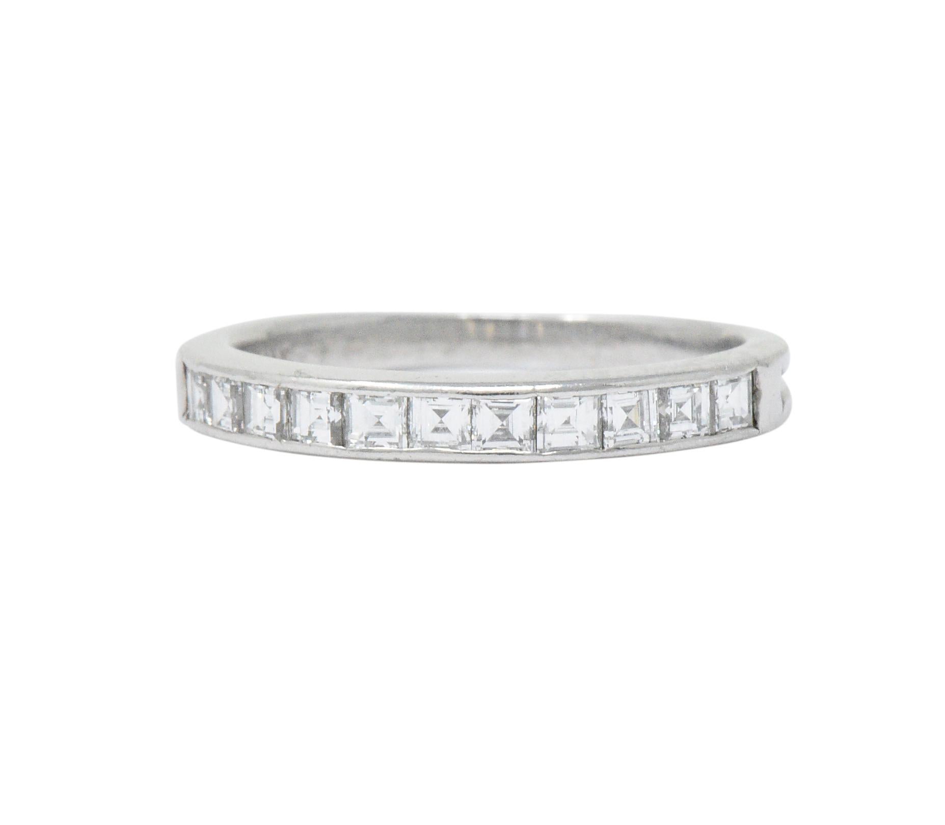 Round Cut Tiffany & Co. Art Deco 0.55 Carat Diamond Platinum Stackable Band Ring