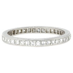 Antique Tiffany & Co. Art Deco 1.17 CTW French Cut Diamond Platinum Wheat Band Ring