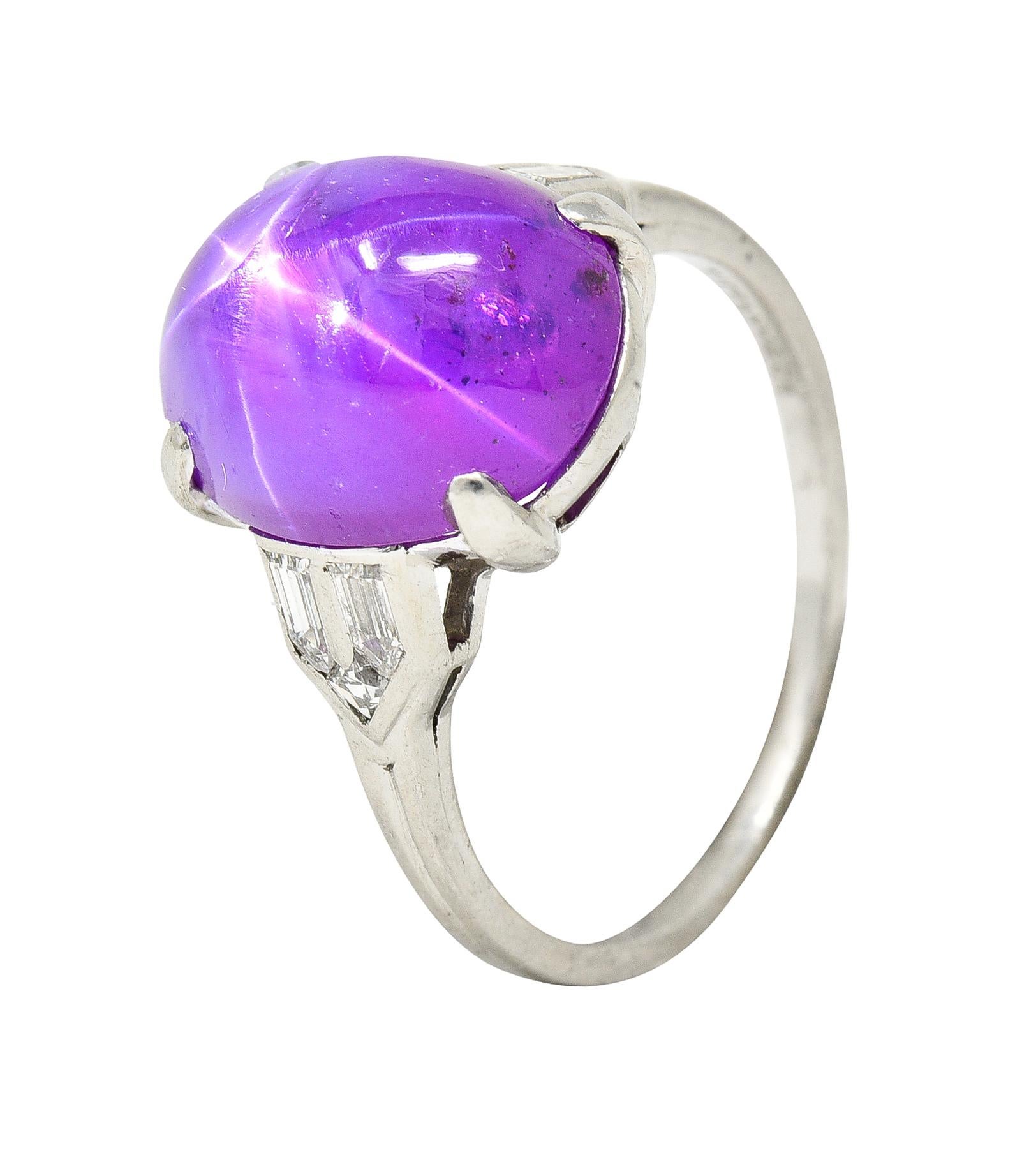 Tiffany & Co. Art Deco 11.70 Carats No Heat Ceylon Fancy Purple Star Sapphire Di For Sale 2