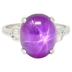 Tiffany & Co. Art Deco 11.70 Carats No Heat Ceylon Fancy Purple Star Sapphire Di
