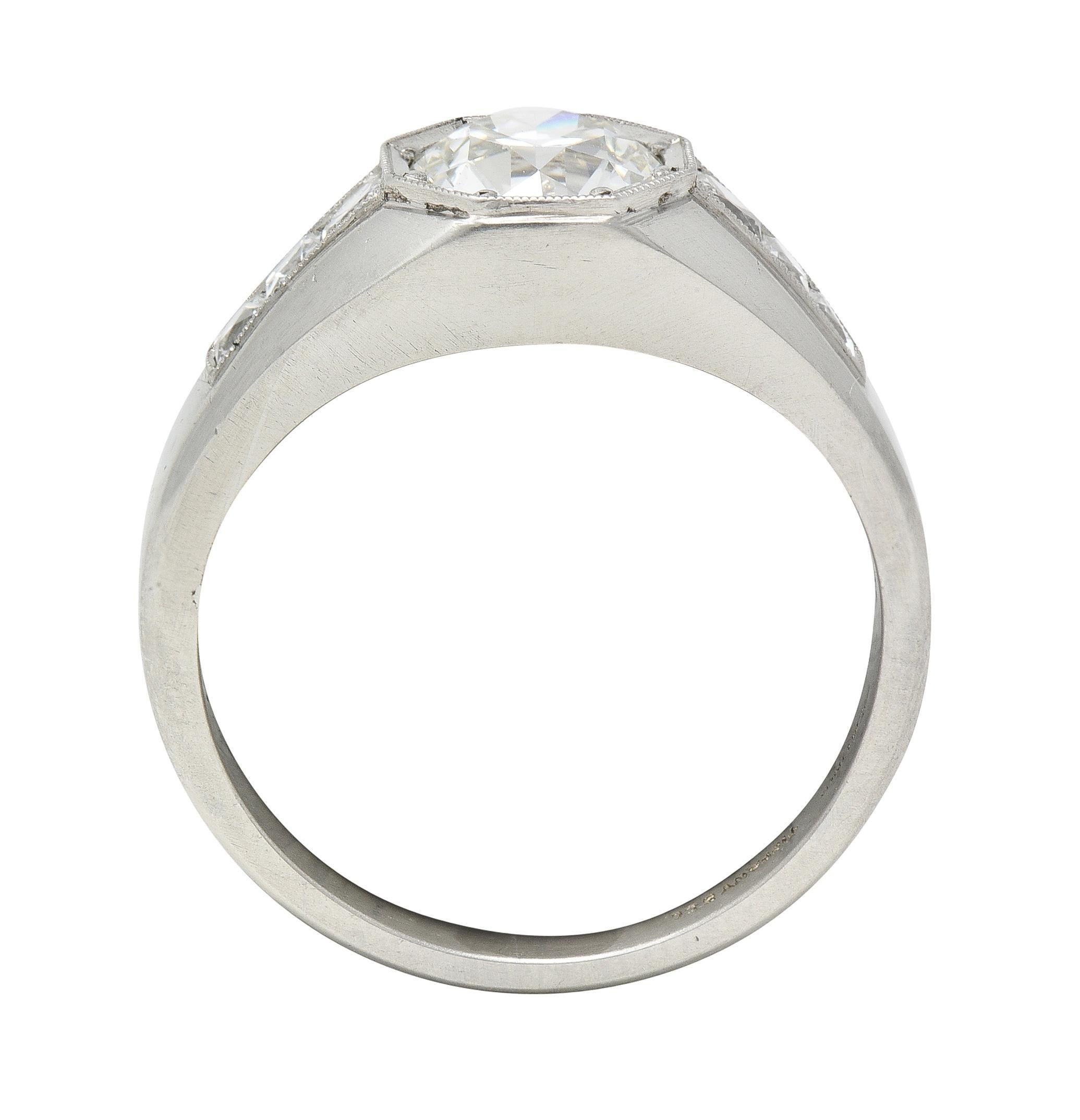 Tiffany & Co. Bague de fiançailles Art déco en platine avec diamant européen ancien de 1,20 carat en vente 5