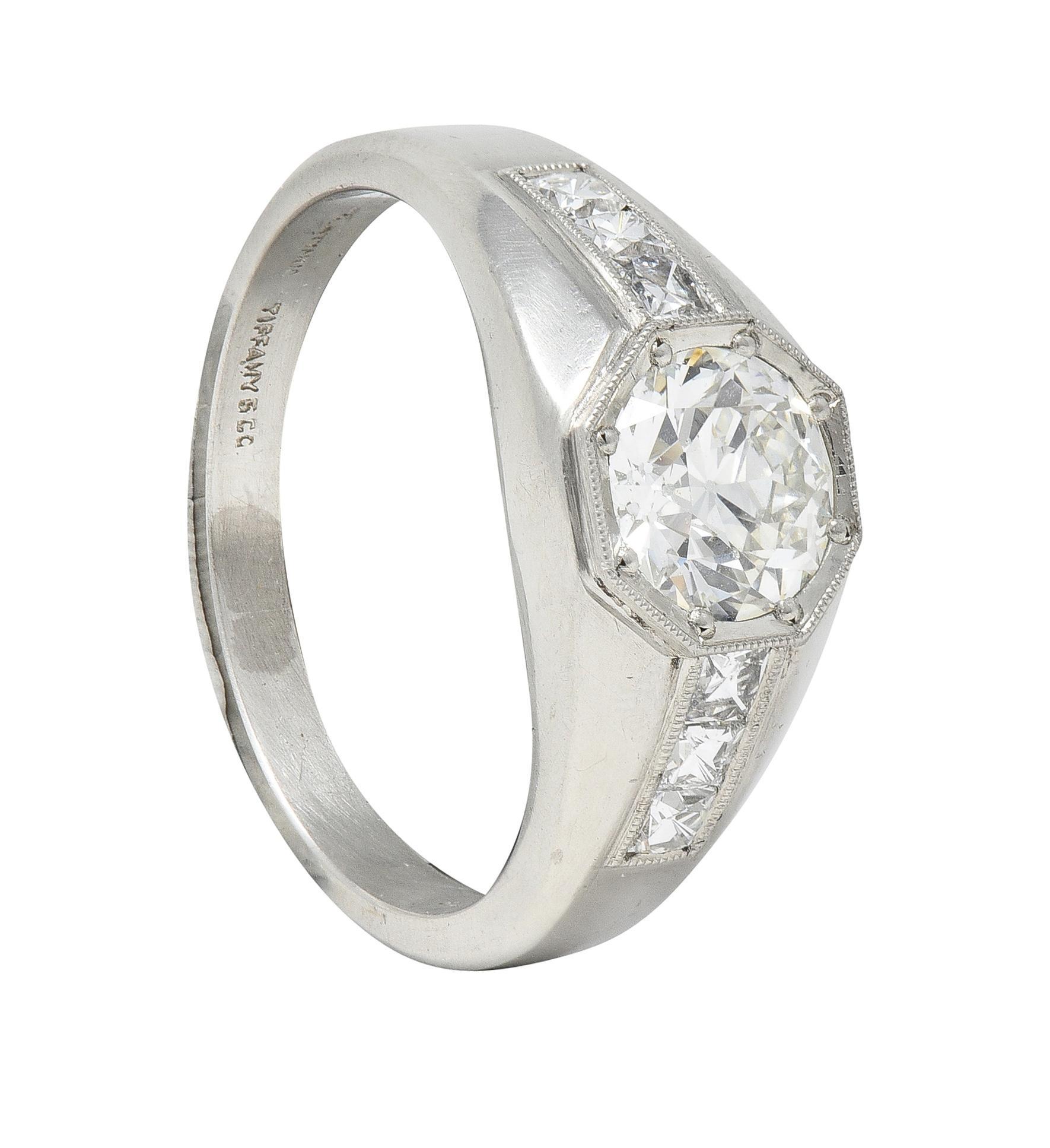Tiffany & Co. Art Deco 1.20 CTW Old European Diamond Platinum Engagement Ring For Sale 6