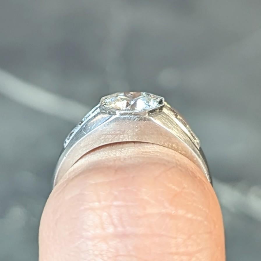 Tiffany & Co. Bague de fiançailles Art déco en platine avec diamant européen ancien de 1,20 carat en vente 8