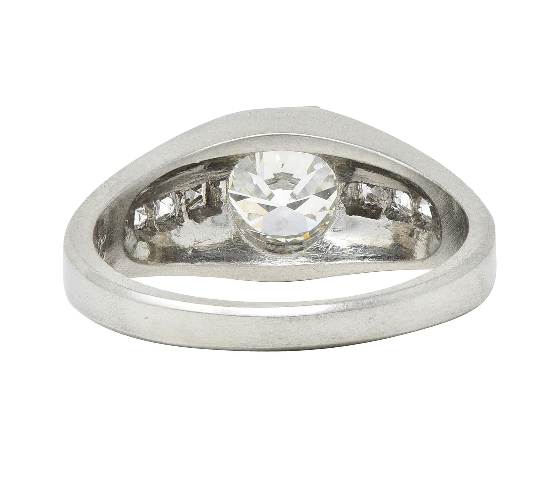 Women's or Men's Tiffany & Co. Art Deco 1.20 CTW Old European Diamond Platinum Engagement Ring For Sale