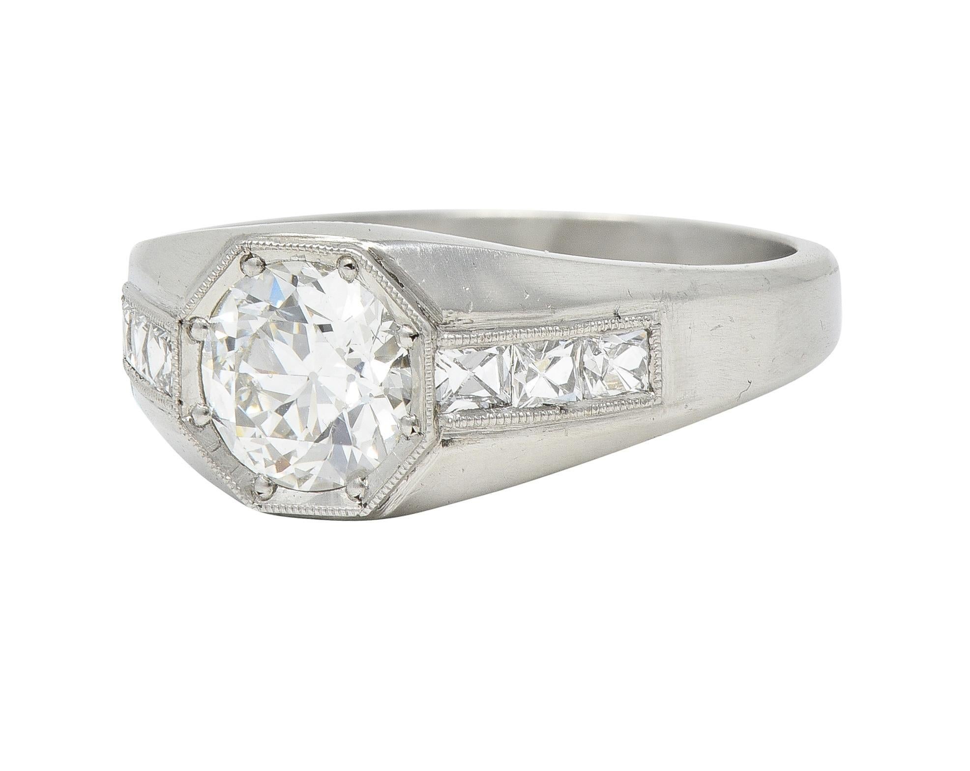 Tiffany & Co. Art Deco 1.20 CTW Old European Diamond Platinum Engagement Ring For Sale 2