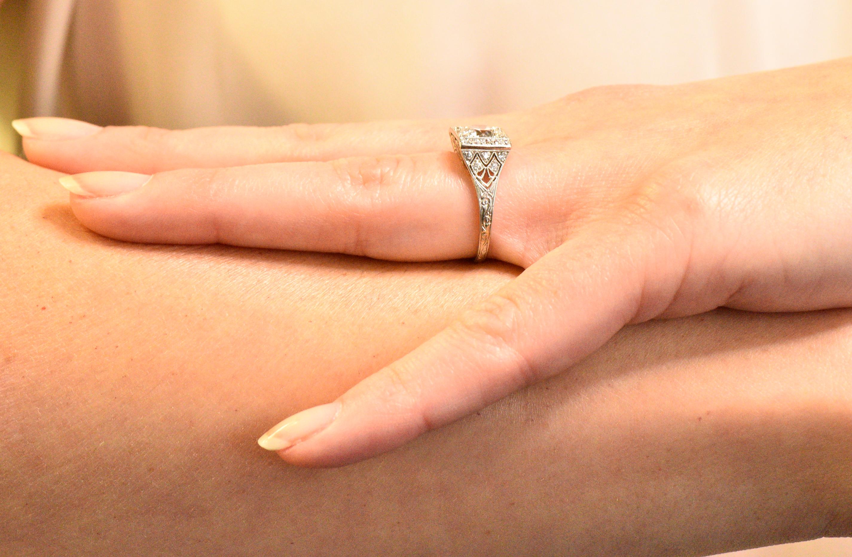 Tiffany & Co. Art Deco 1.45 Carat Diamond Platinum Engagement Ring GIA 7