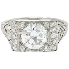 Vintage Tiffany & Co. Art Deco 1.45 Carat Diamond Platinum Engagement Ring GIA