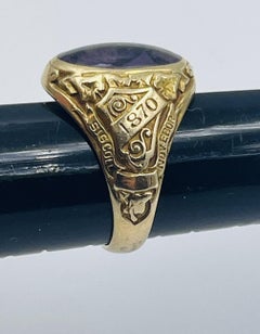 Tiffany & Co. Art Deco 14k Yellow Gold & Amethyst Hunter College Class Ring Rare