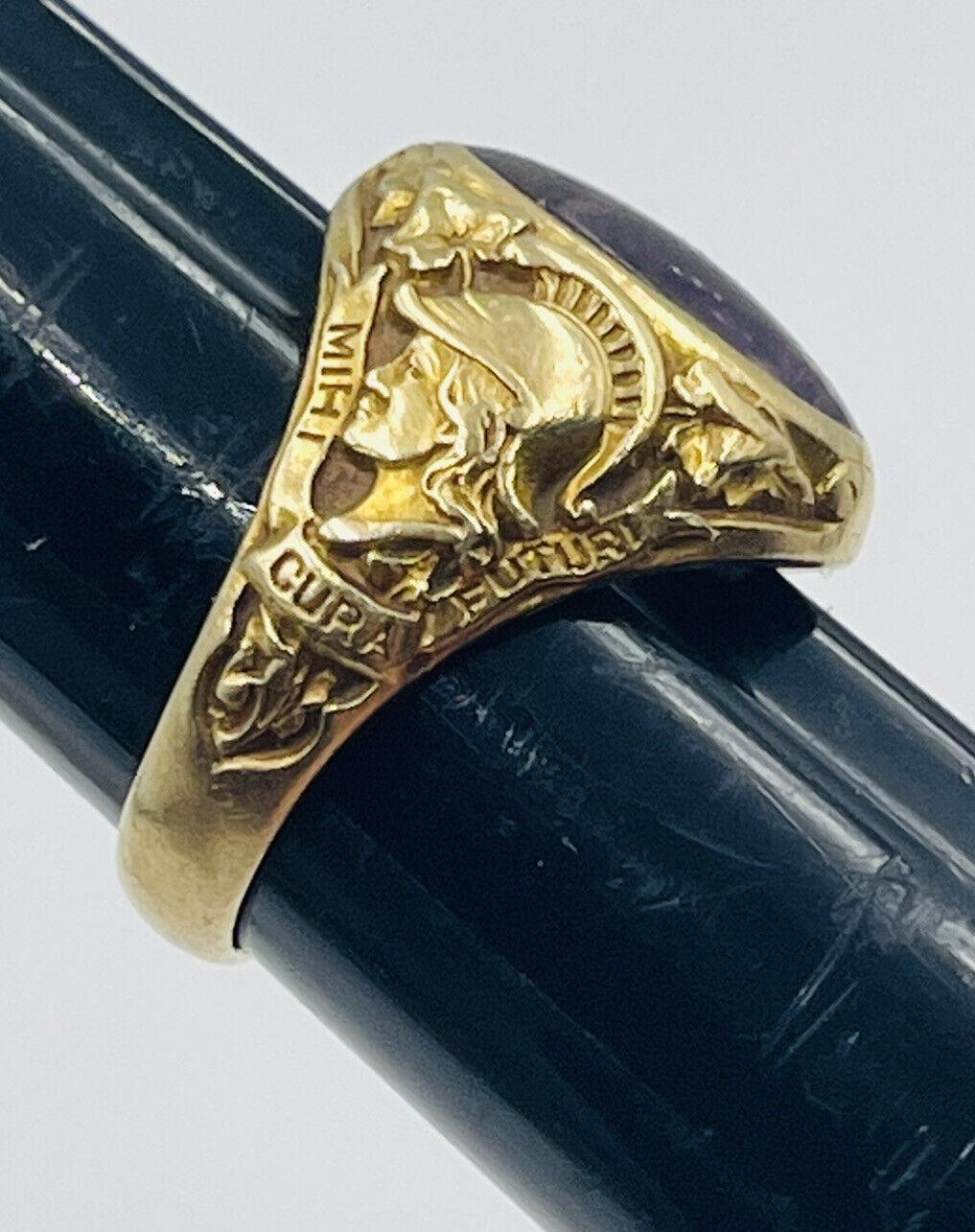 Oval Cut Tiffany & Co. Art Deco 14k Yellow Gold & Amethyst Hunter College Class Ring Rare