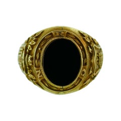 Antique Tiffany & Co. Art Deco 14k Yellow Gold and Onyx College Class Ring, circa 1922