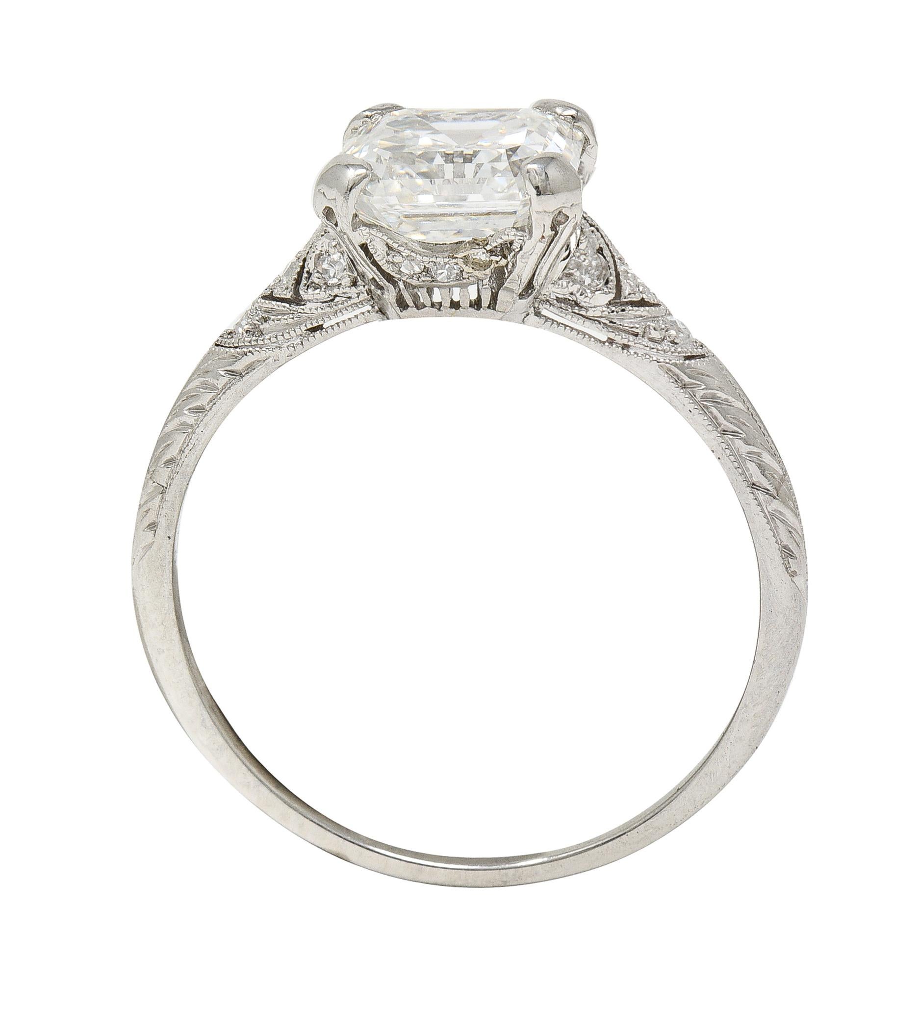 Tiffany & Co. Art Deco 1.88 CTW Asscher Cut Diamond Platinum Engagement Ring GIA 3