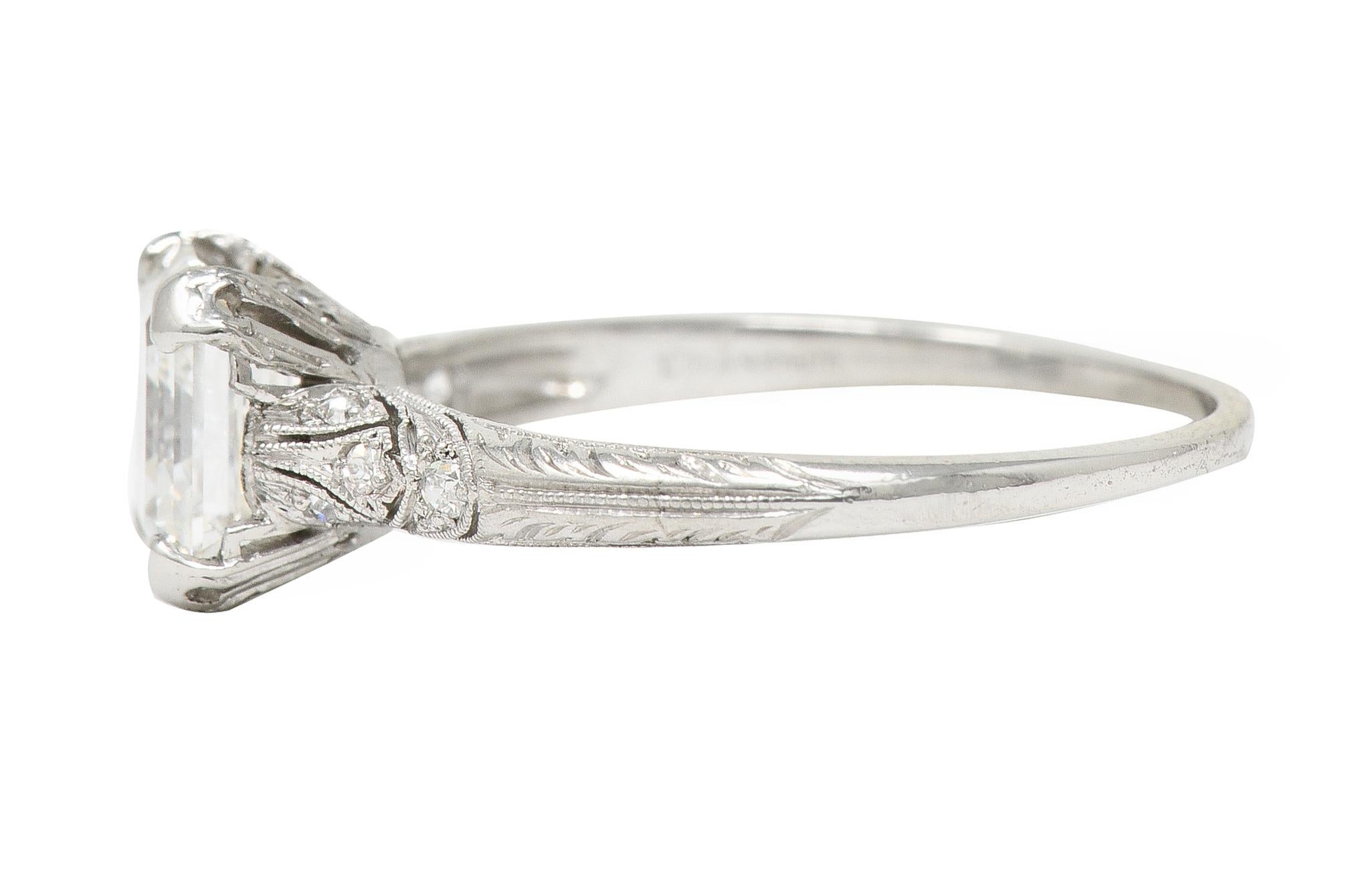 Tiffany & Co. Art Deco 1.88 CTW Asscher Cut Diamond Platinum Engagement Ring GIA In Excellent Condition In Philadelphia, PA