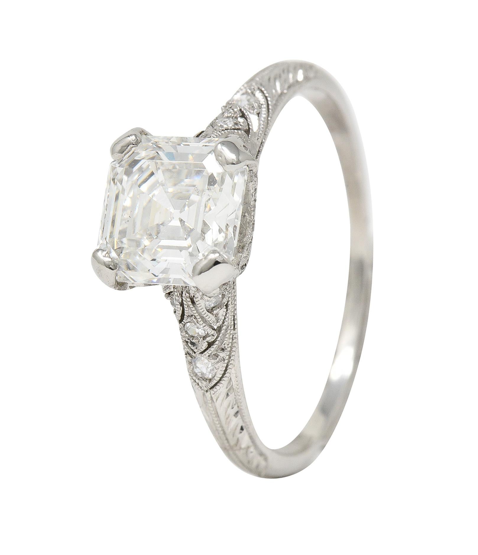 Tiffany & Co. Art Deco 1.88 CTW Asscher Cut Diamond Platinum Engagement Ring GIA 2