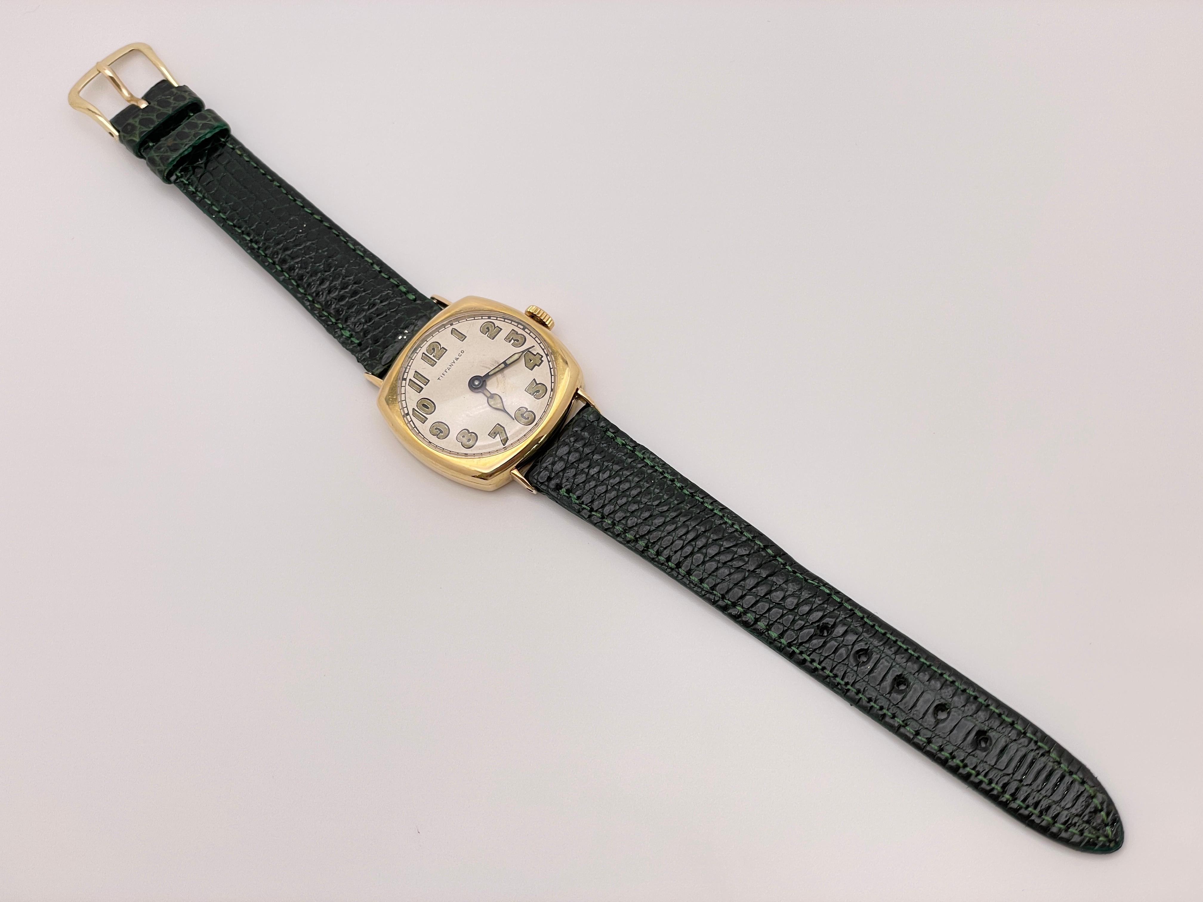 Tiffany & Co. Art Deco 18K Yellow Gold I.W.C. Watch In Fair Condition For Sale In Westport, CT