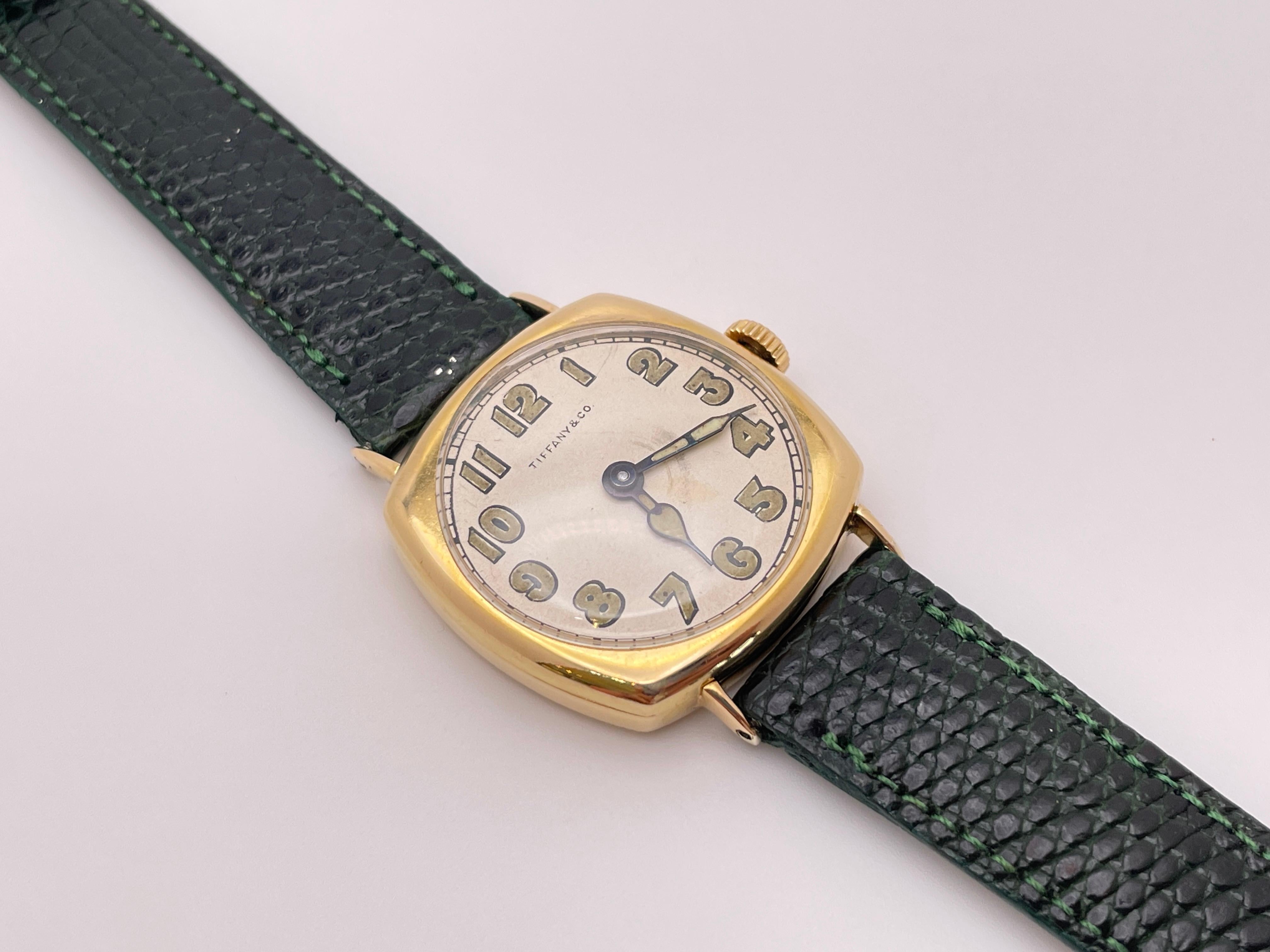 Women's or Men's Tiffany & Co. Art Deco 18K Yellow Gold I.W.C. Watch For Sale