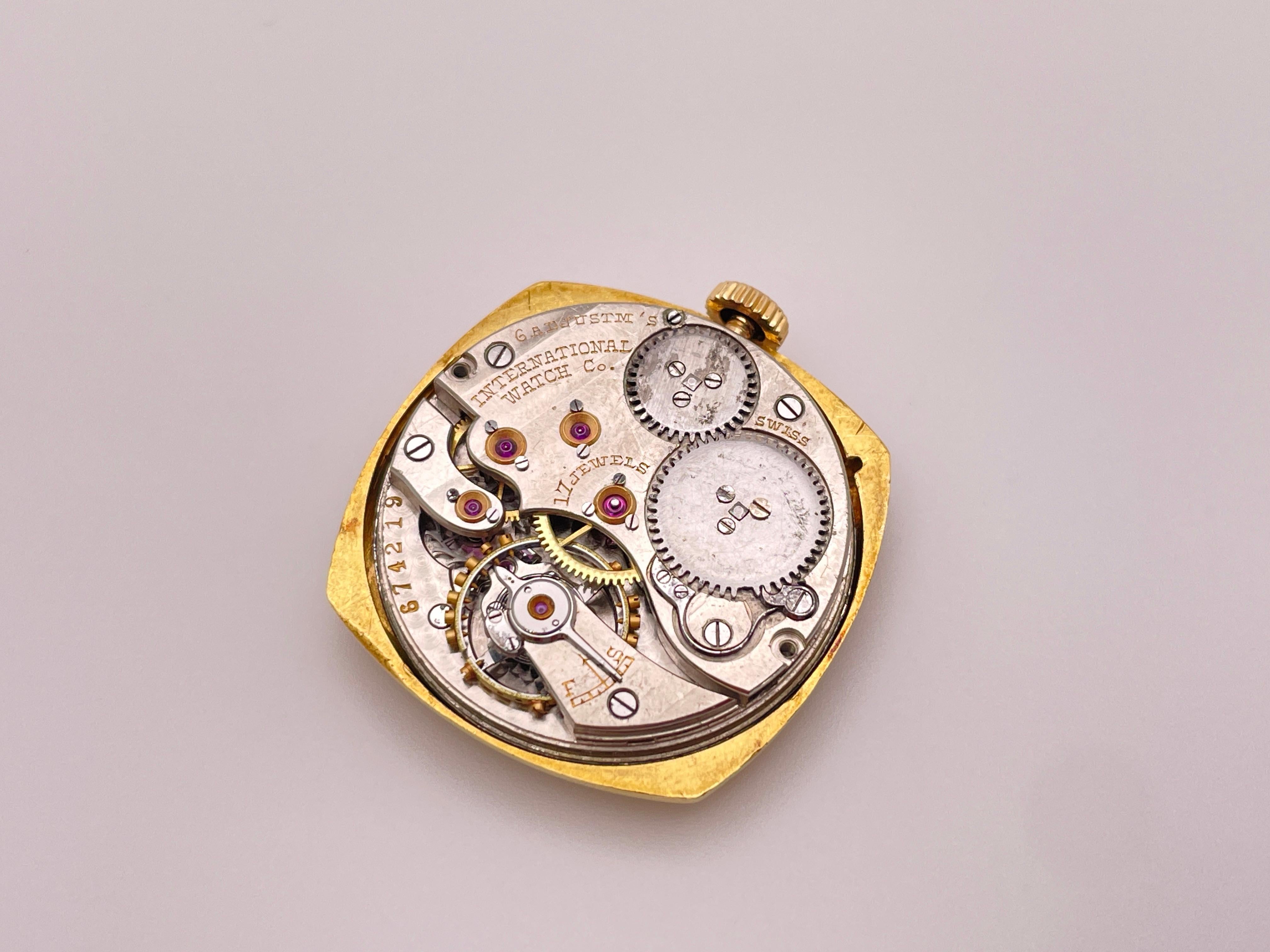 Tiffany & Co. Art Deco 18K Yellow Gold I.W.C. Watch For Sale 4