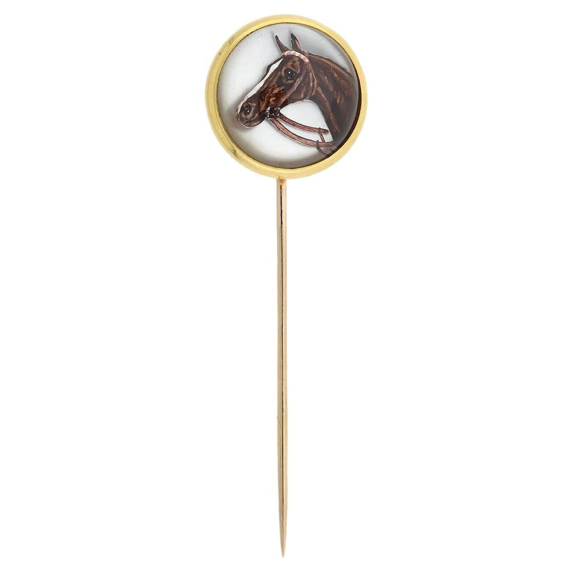 Tiffany & Co. Art Deco 18kt Essex Crystal Horse Head Stick Pin