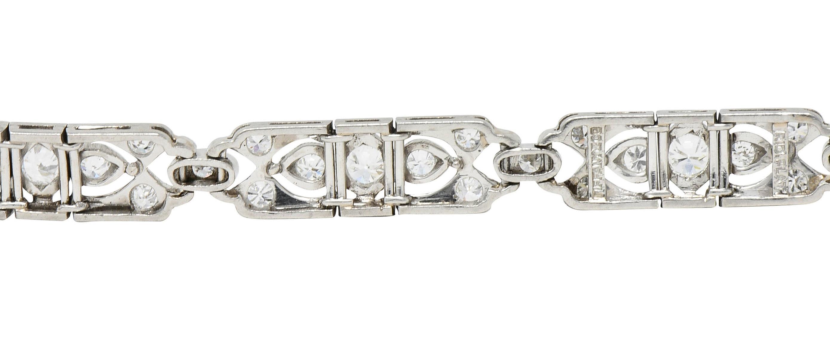 Tiffany & Co. Art Deco 3.36 CTW Diamond Platinum Geometric Antique Line Bracelet For Sale 4