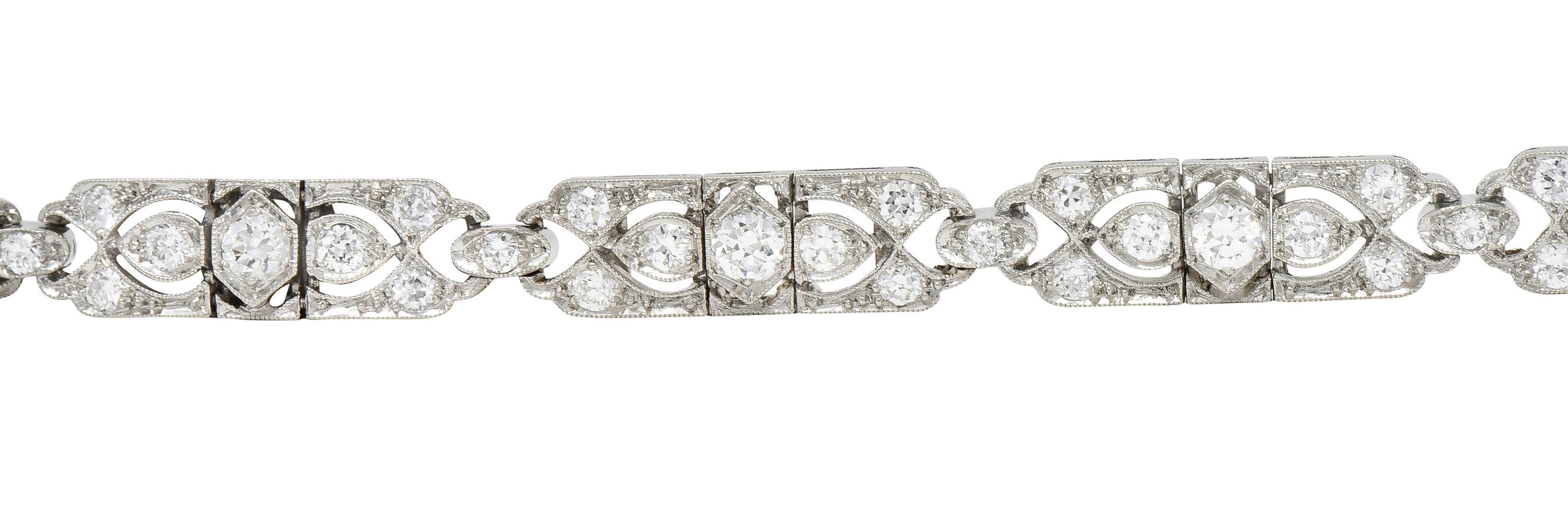 Tiffany & Co. Geometrisches antikes Art-Déco-Armband mit 3,36 Karat Diamant in Platin, Art déco im Angebot 1